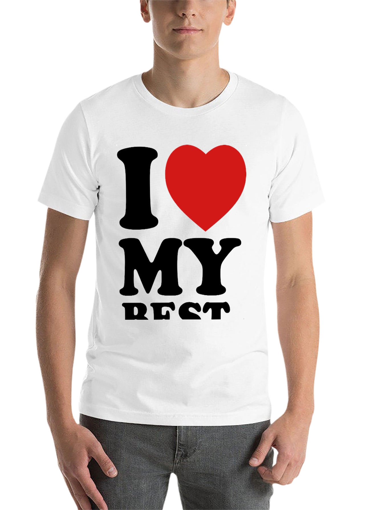 Black I Heart My Best T-Shirt - Black Crew Neck Tee view 14
