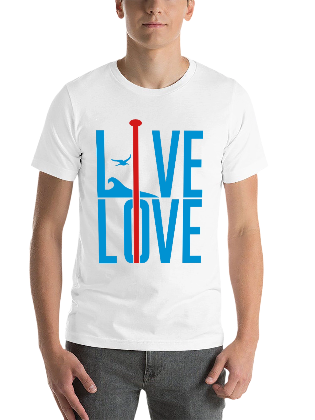 Black Live Love Graphic Tee - Blue and Red Design view 14