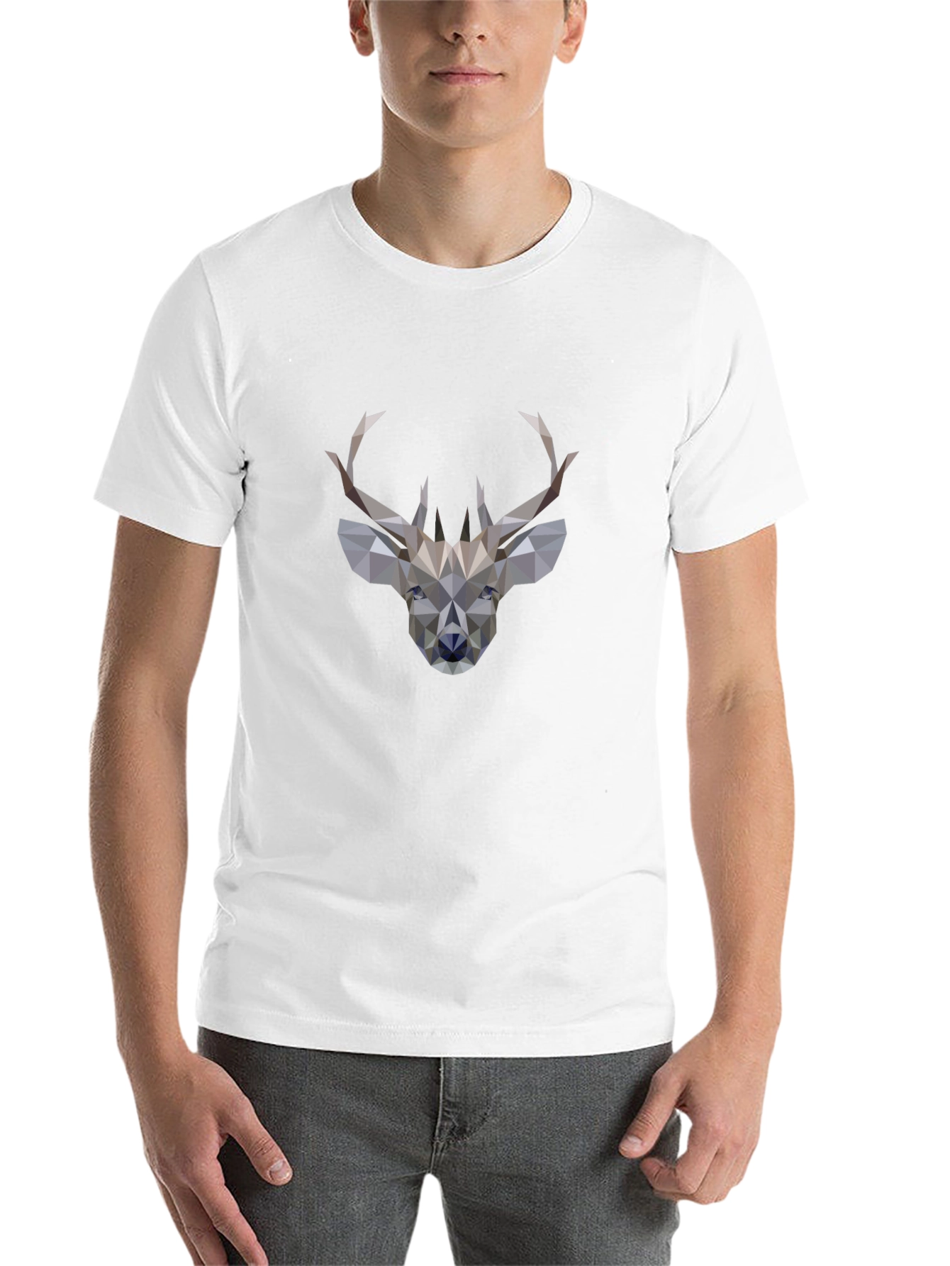 Black Geometric Deer Graphic Black T-Shirt view 14