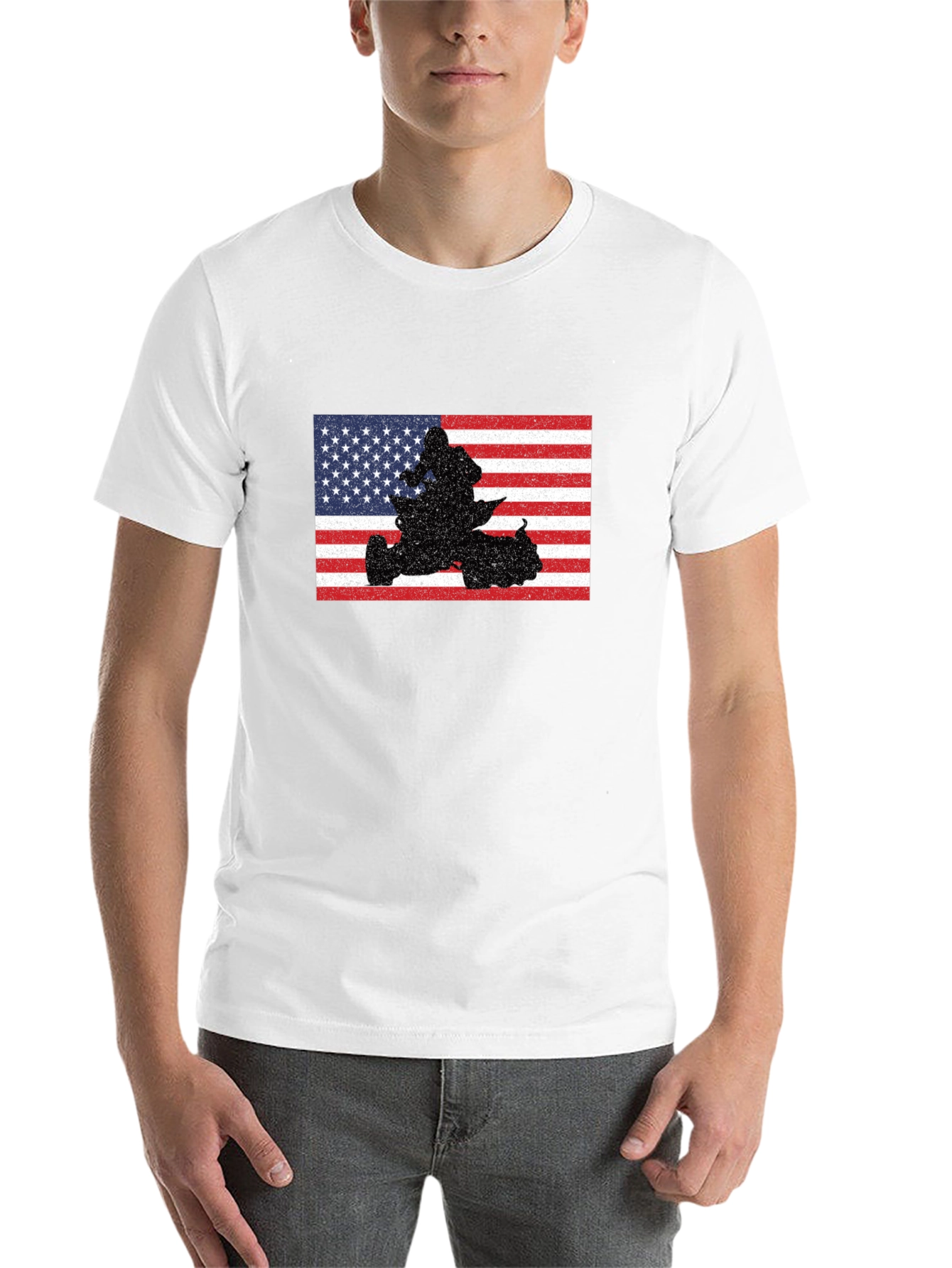 American Flag ATV Rider Graphic T-Shirt - 14