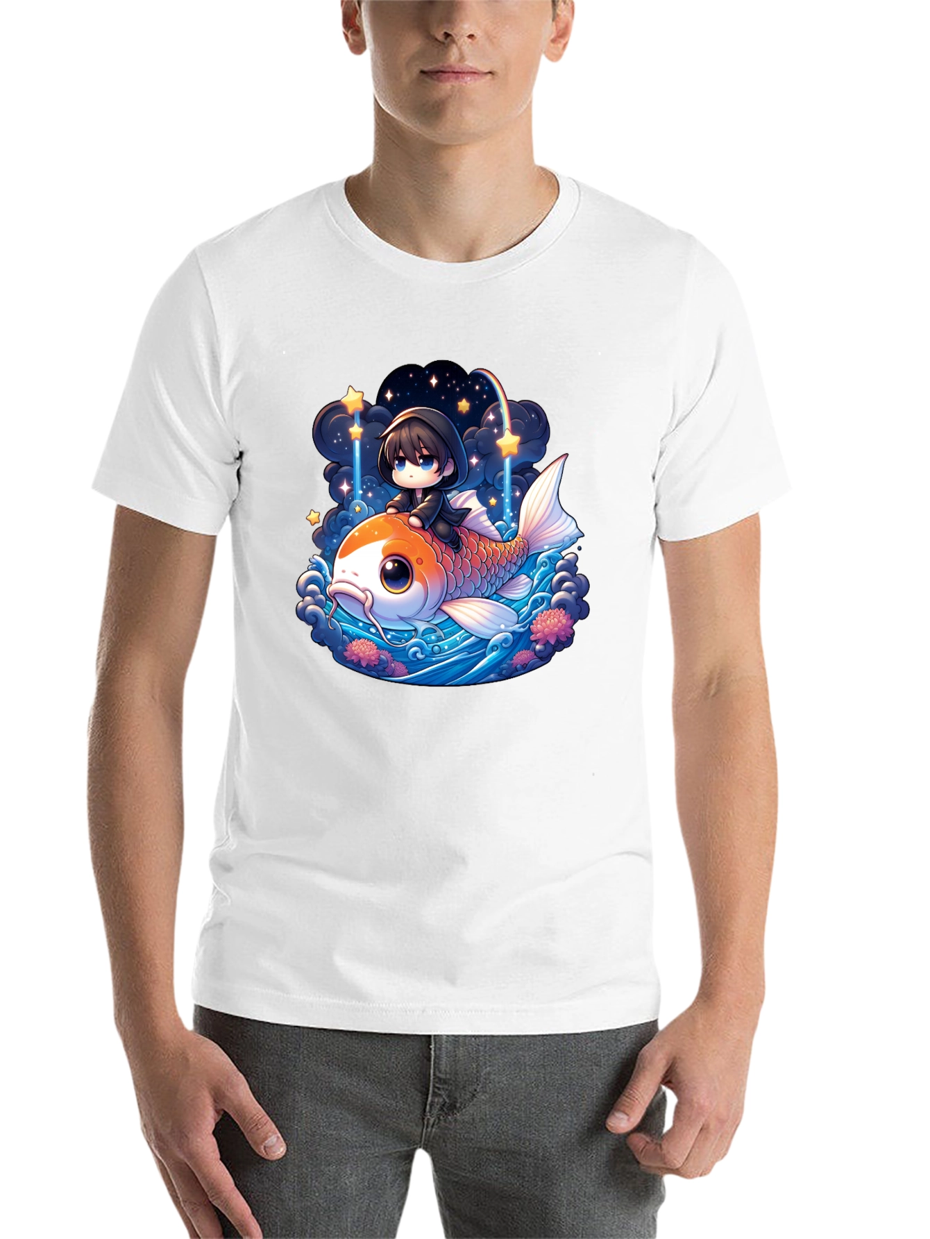 Black Koi Fish Anime Graphic Tee view 14