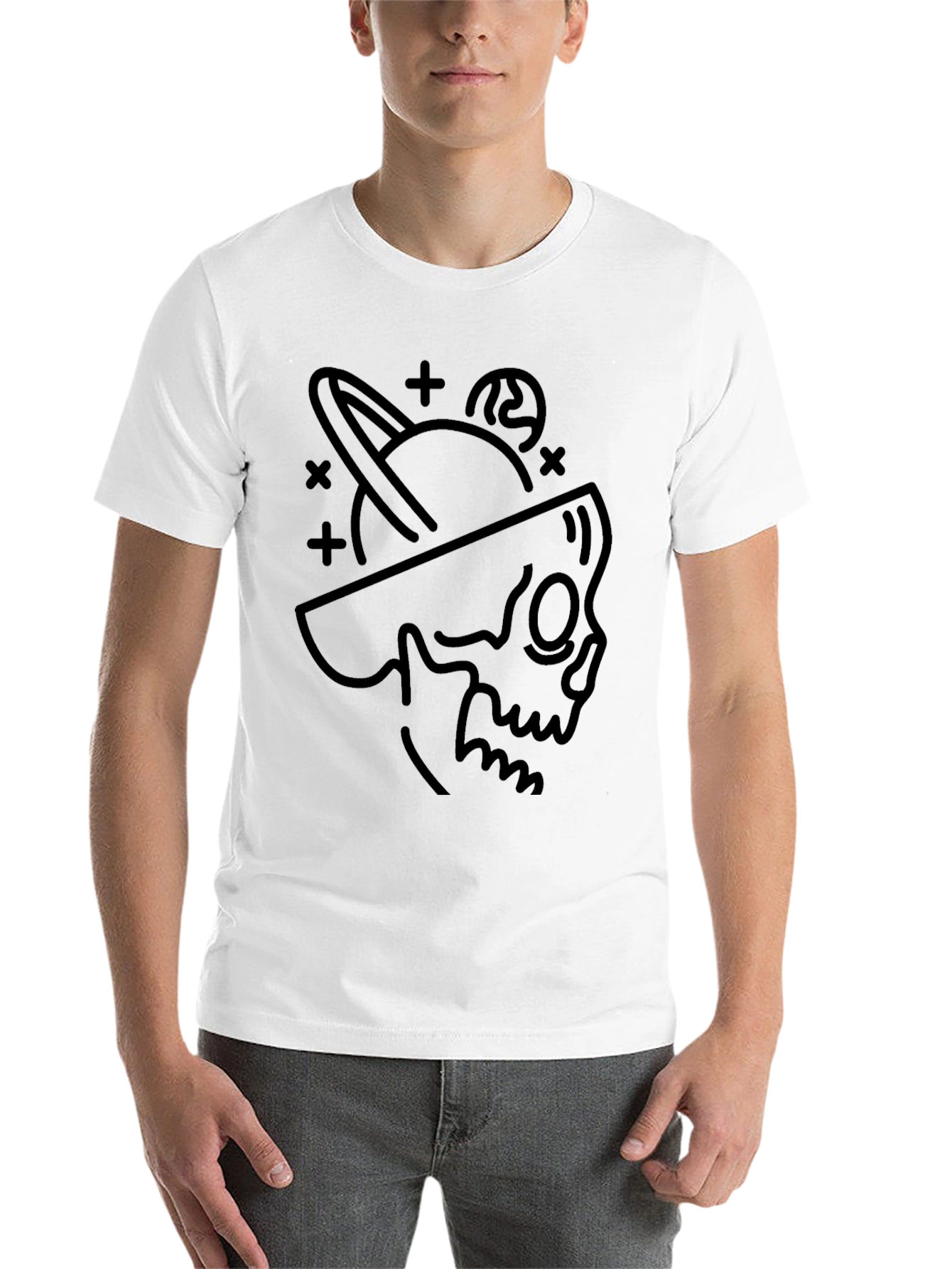 Black Cosmic Skull Graphic Tee - Black Cotton Blend view 14