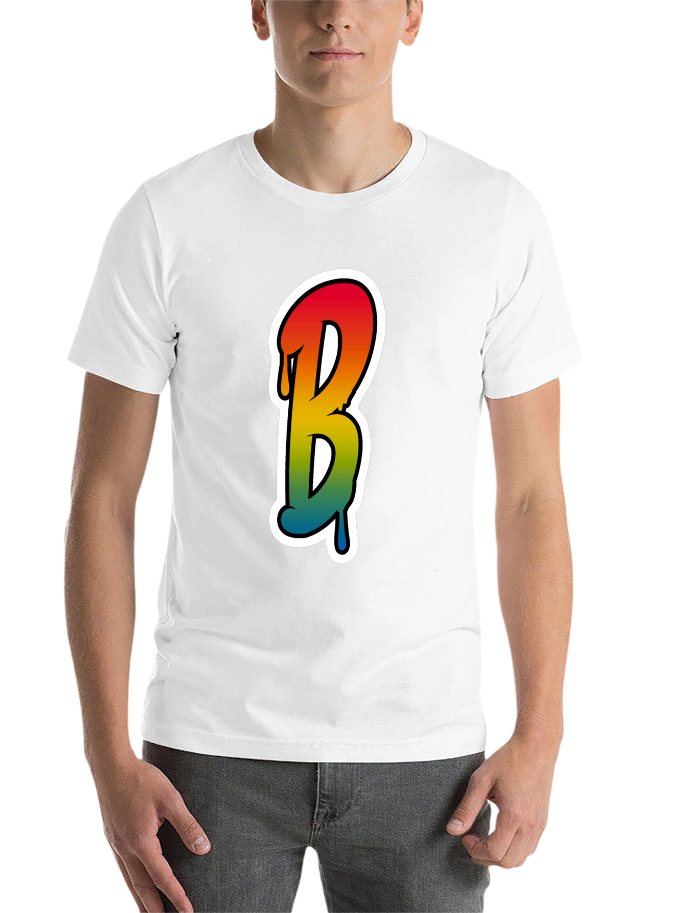 Black Cool Letter B Graphic Tee - Black Cotton Blend view 14