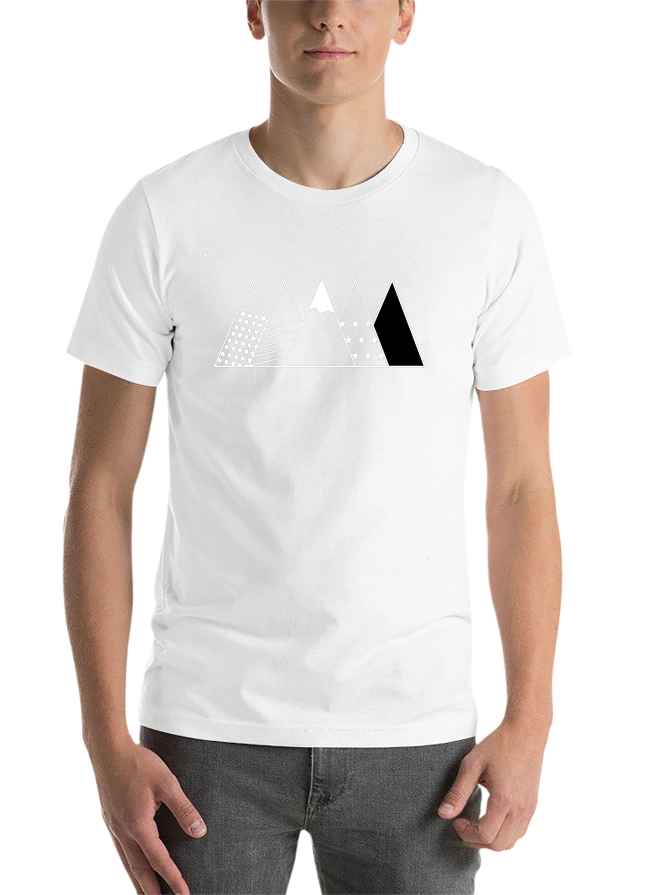 Black Mountainscape Graphic Tee - Black Cotton T-Shirt view 14