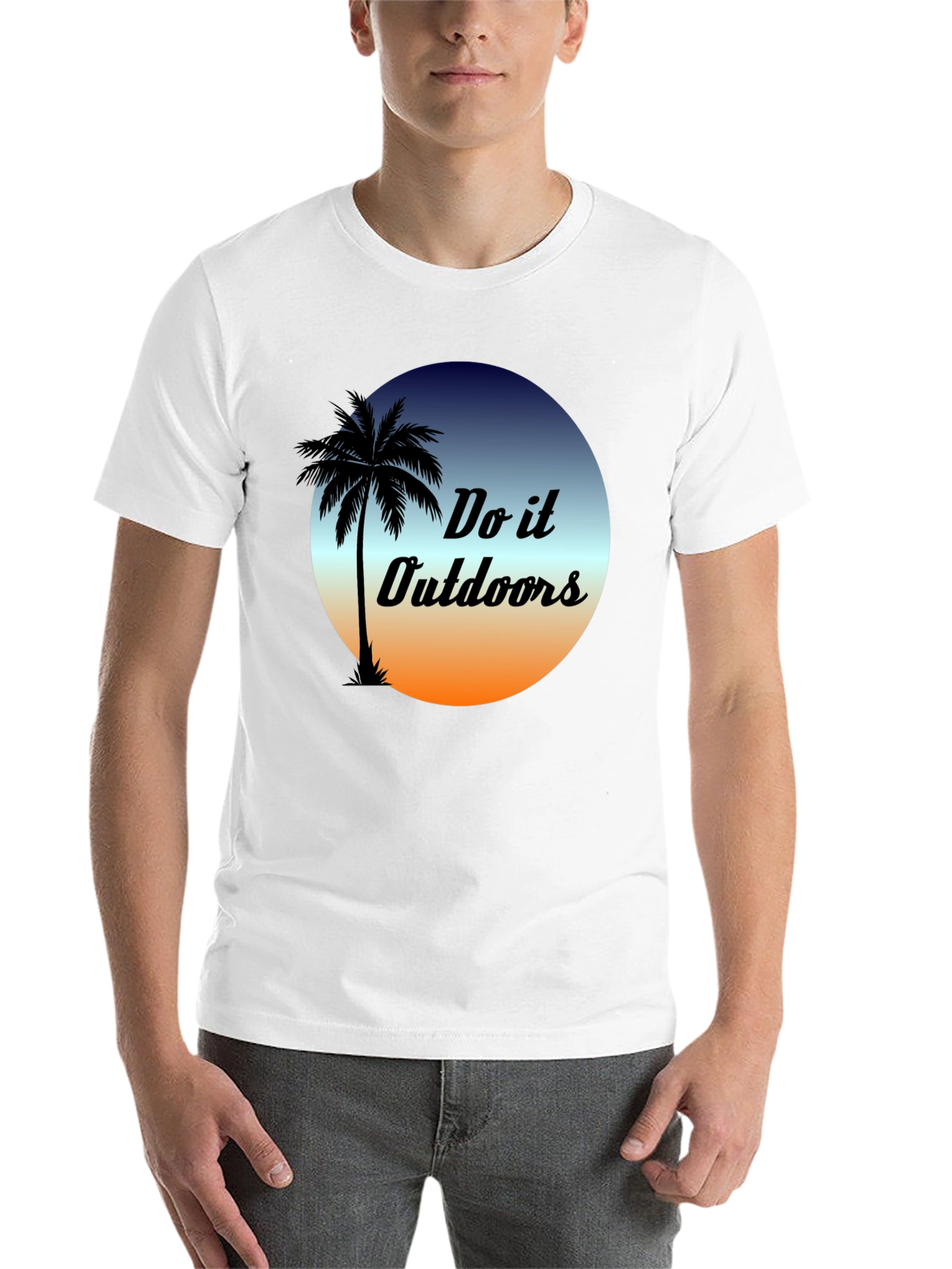 Black Do it Outdoors Graphic T-Shirt - Palm Tree Design view 14