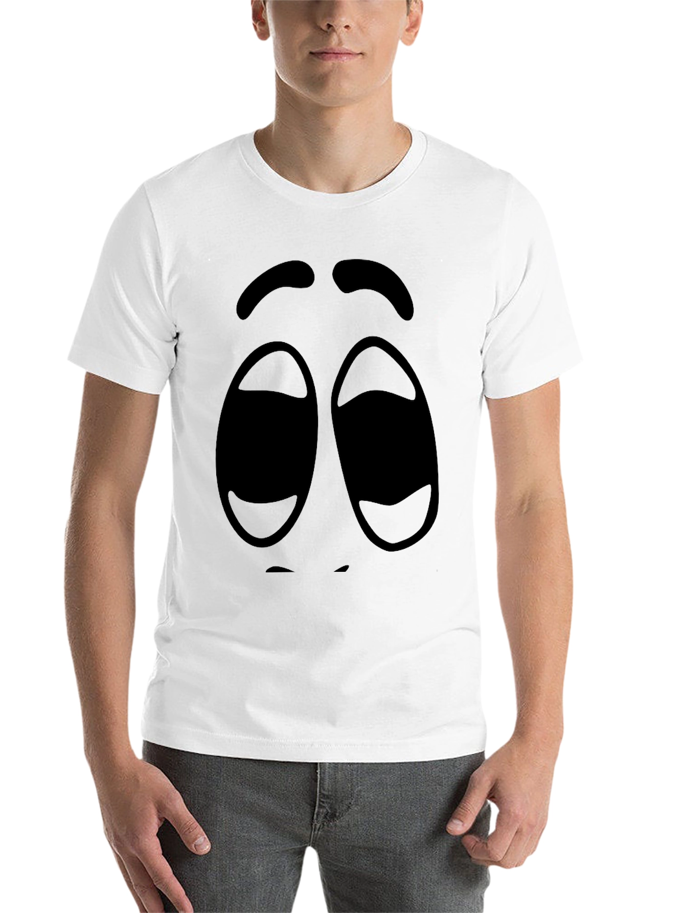 Black Expressive Face Graphic Tee - Unisex Black T-Shirt view 14