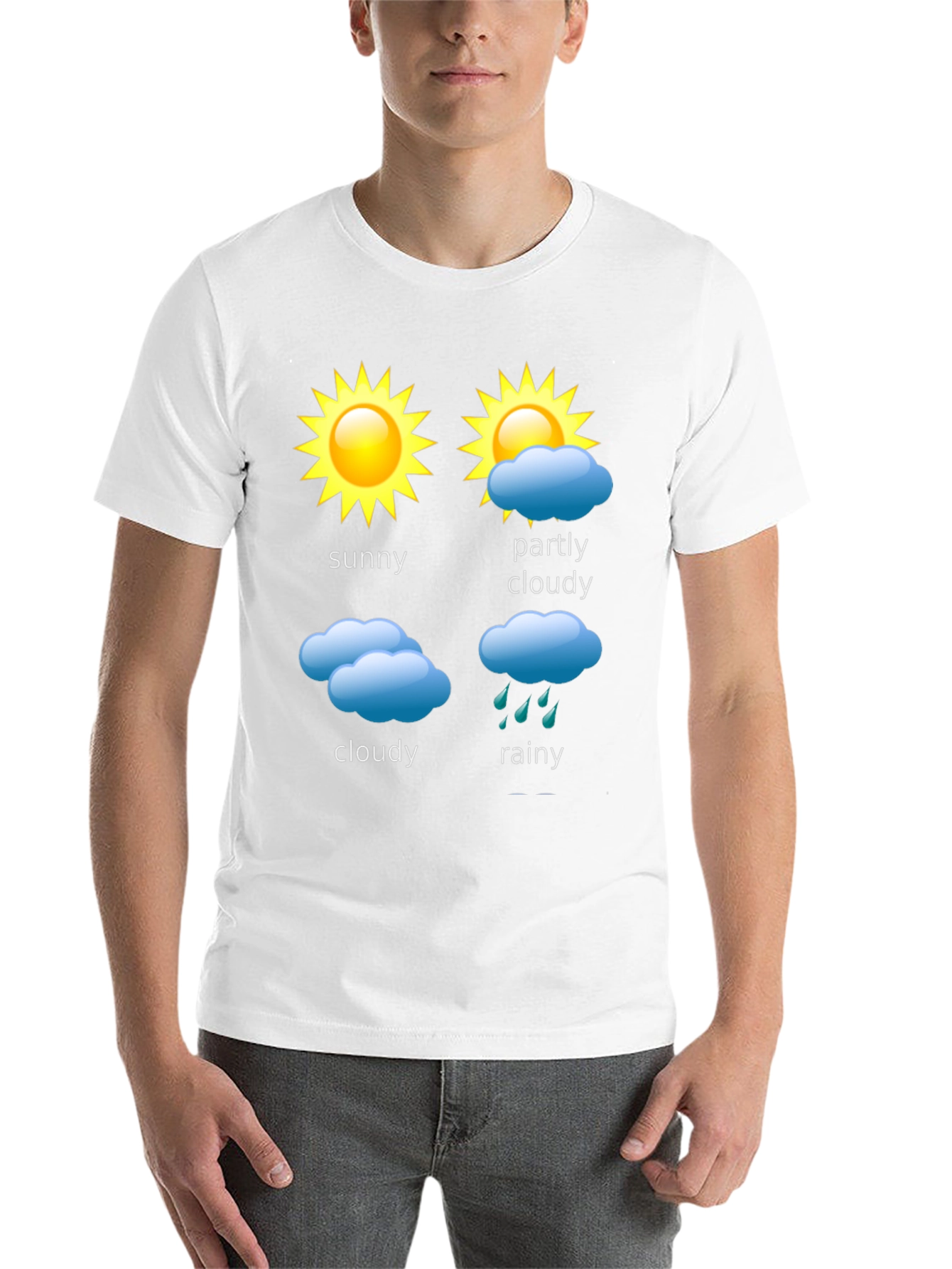 Black Weather Forecast T-Shirt - Sunny, Cloudy, Rainy Day Design view 14