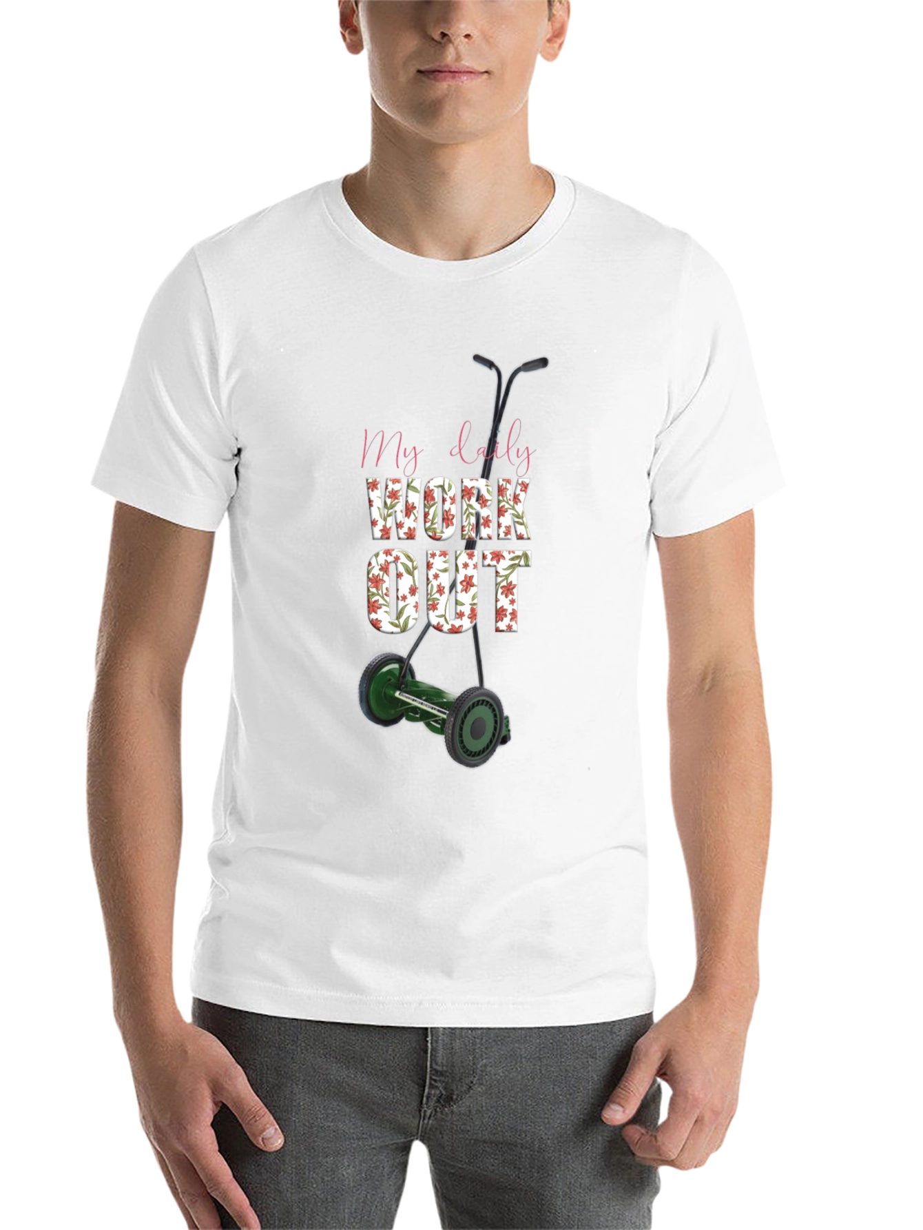 Black My Daily Workout T-Shirt - Unique Lawn Mower Design view 14