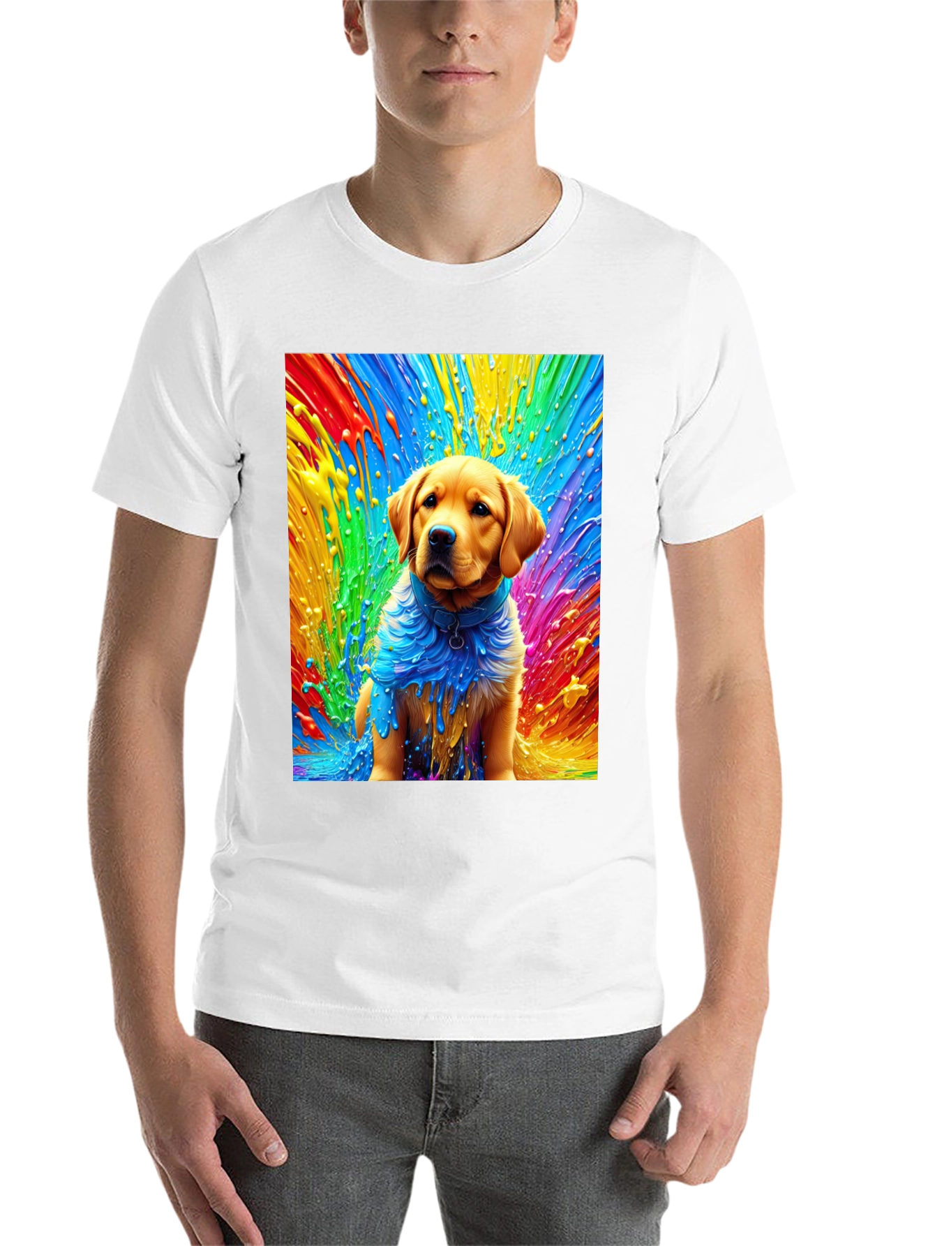 Black Rainbow Dog Art Black T-Shirt view 14