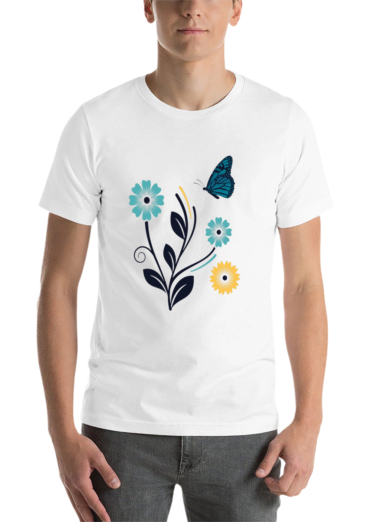Black Floral Butterfly Graphic Tee - Stylish Comfort view 14