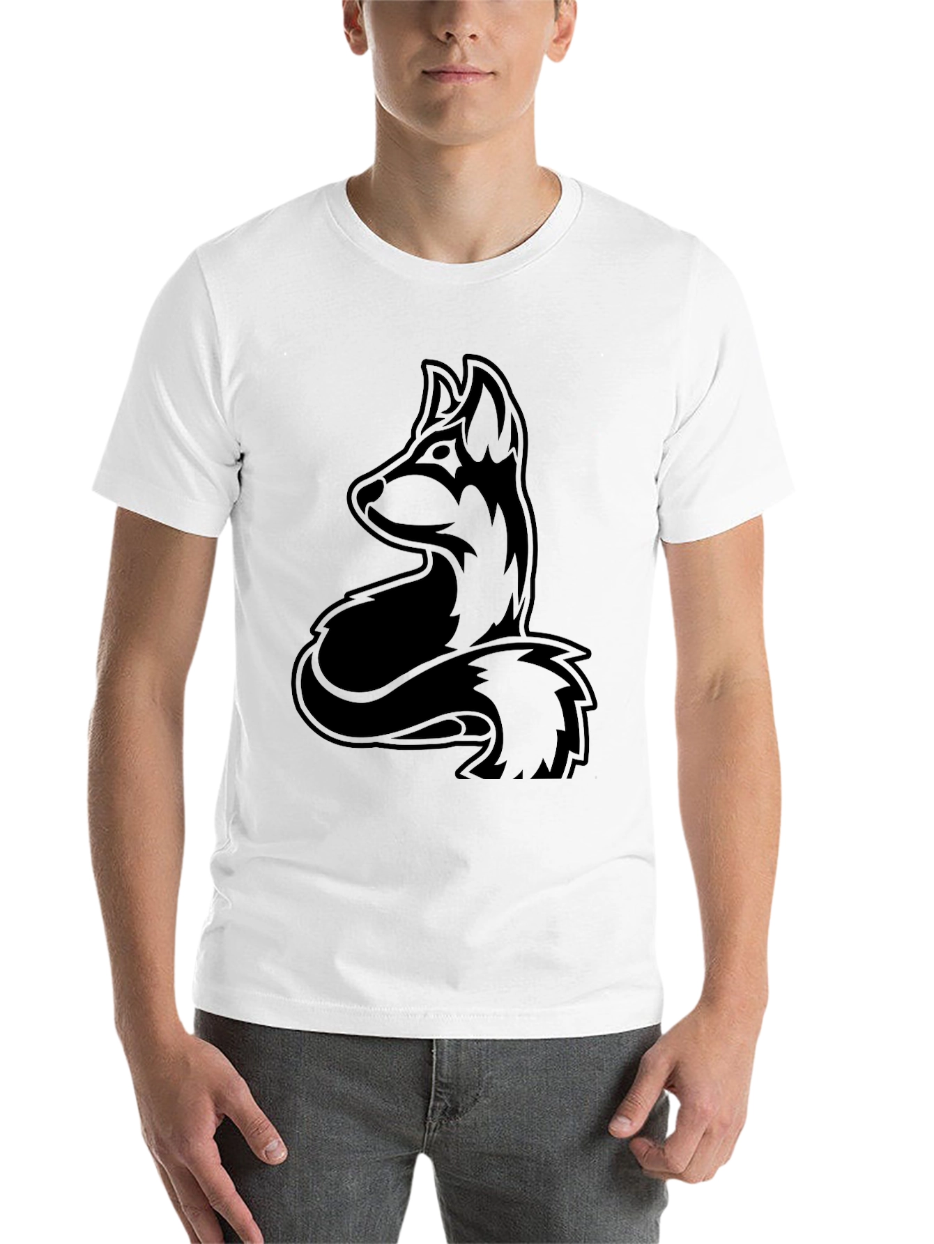 Black Black Fox Graphic T-Shirt - Men's Short Sleeve Crew Neck Tee view 14