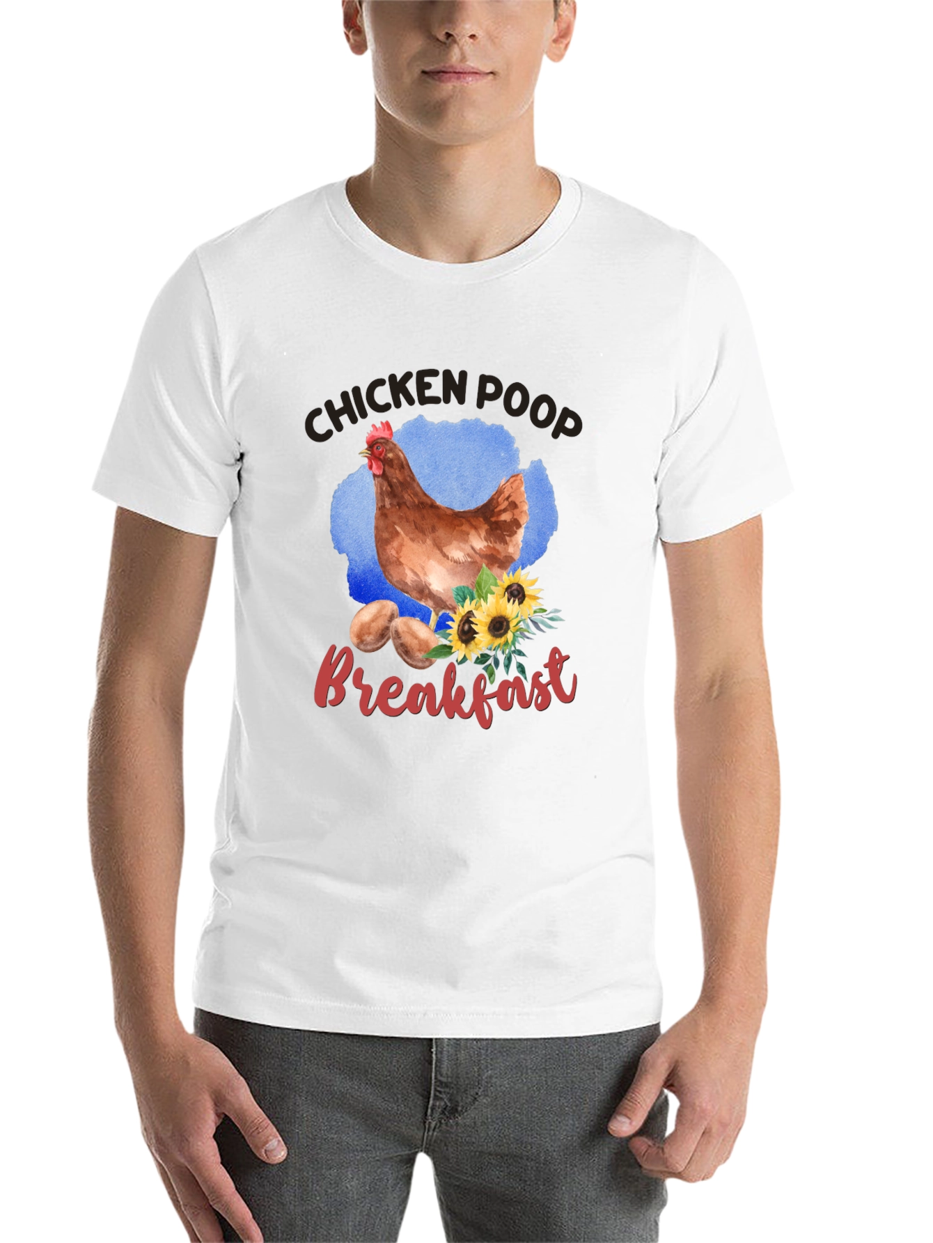 Black Chicken Poop Breakfast Graphic T-Shirt view 14