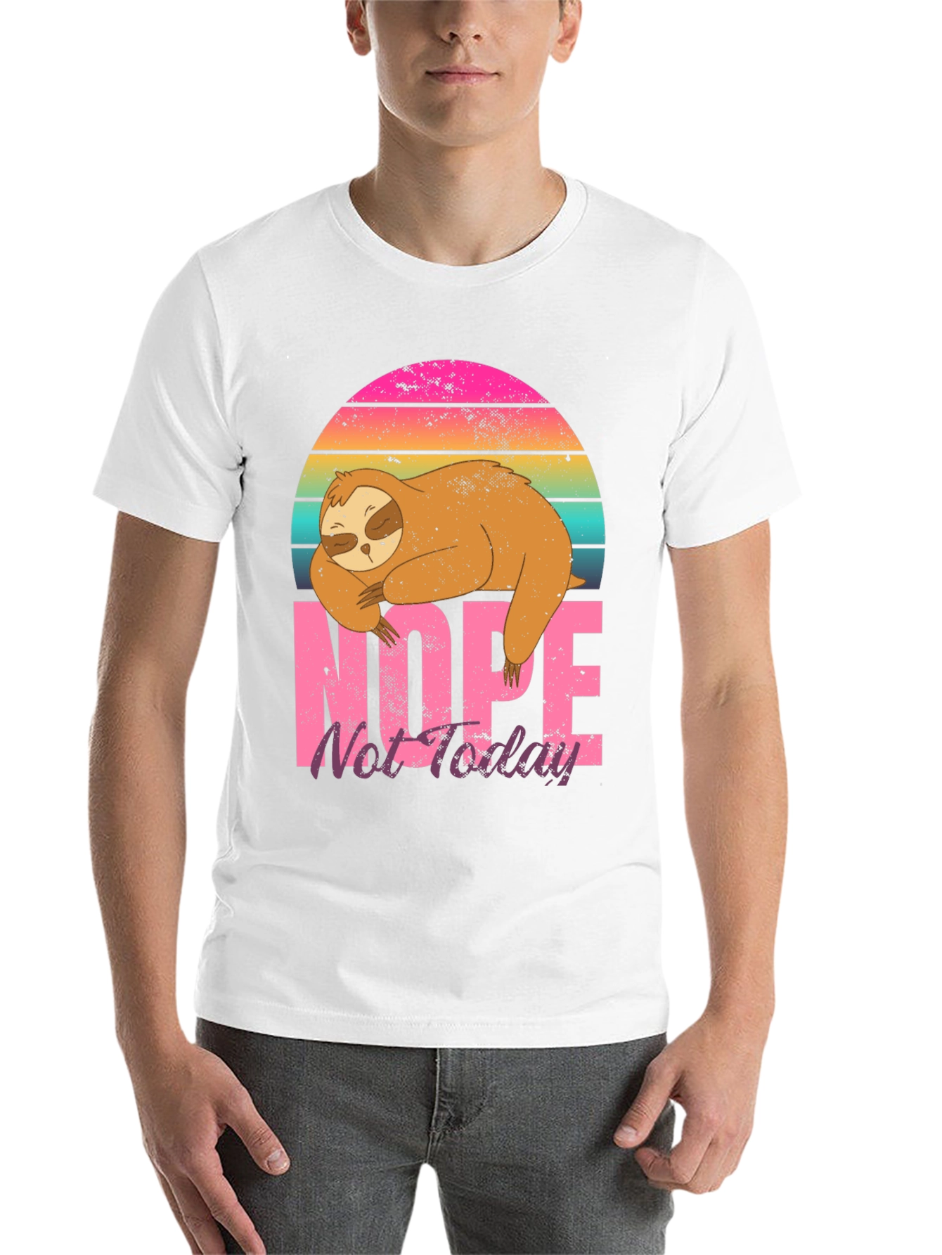 Black Nope Not Today Sloth Graphic T-Shirt view 14