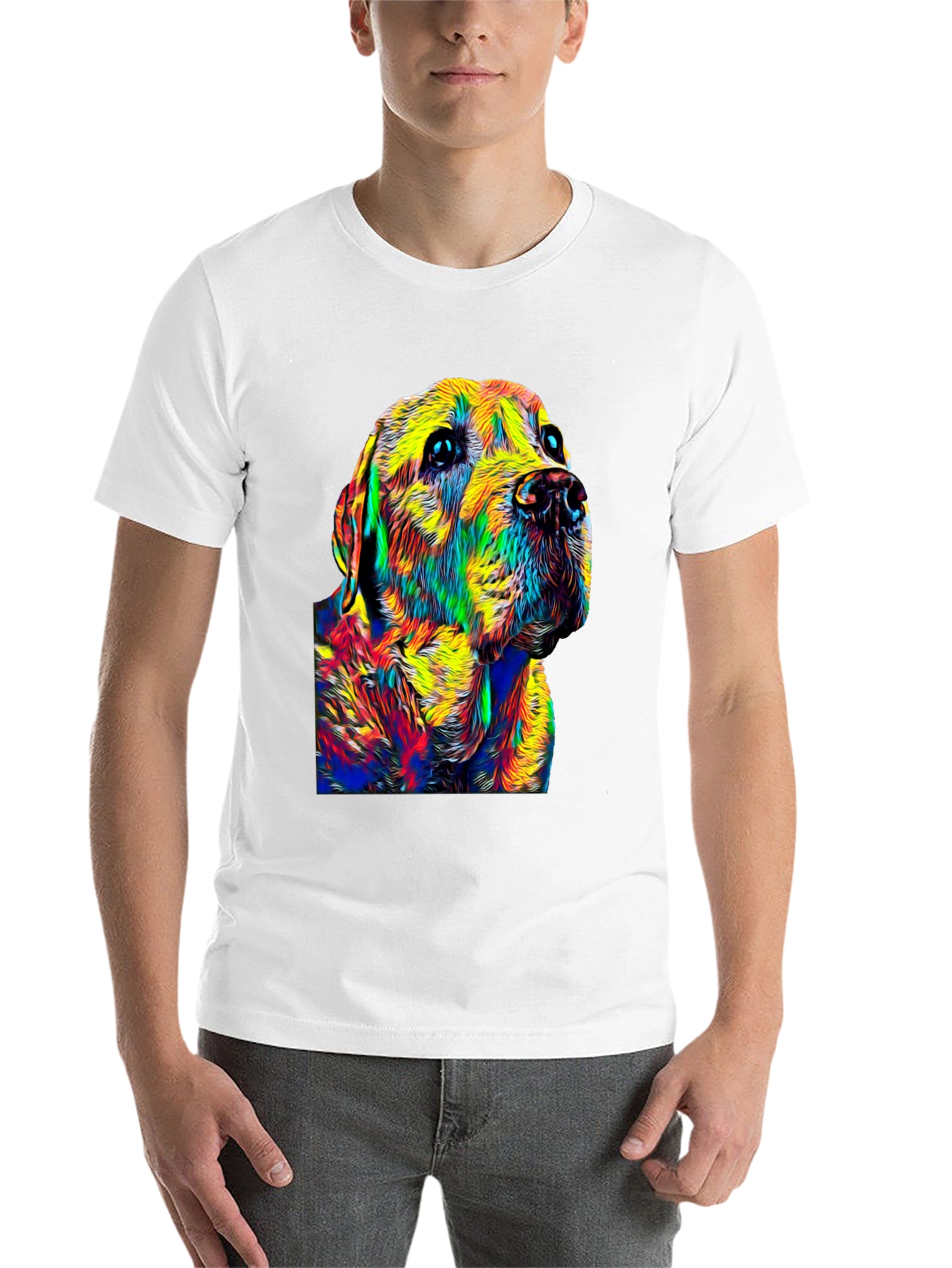 Black Colorful Dog Portrait Black T-Shirt view 14