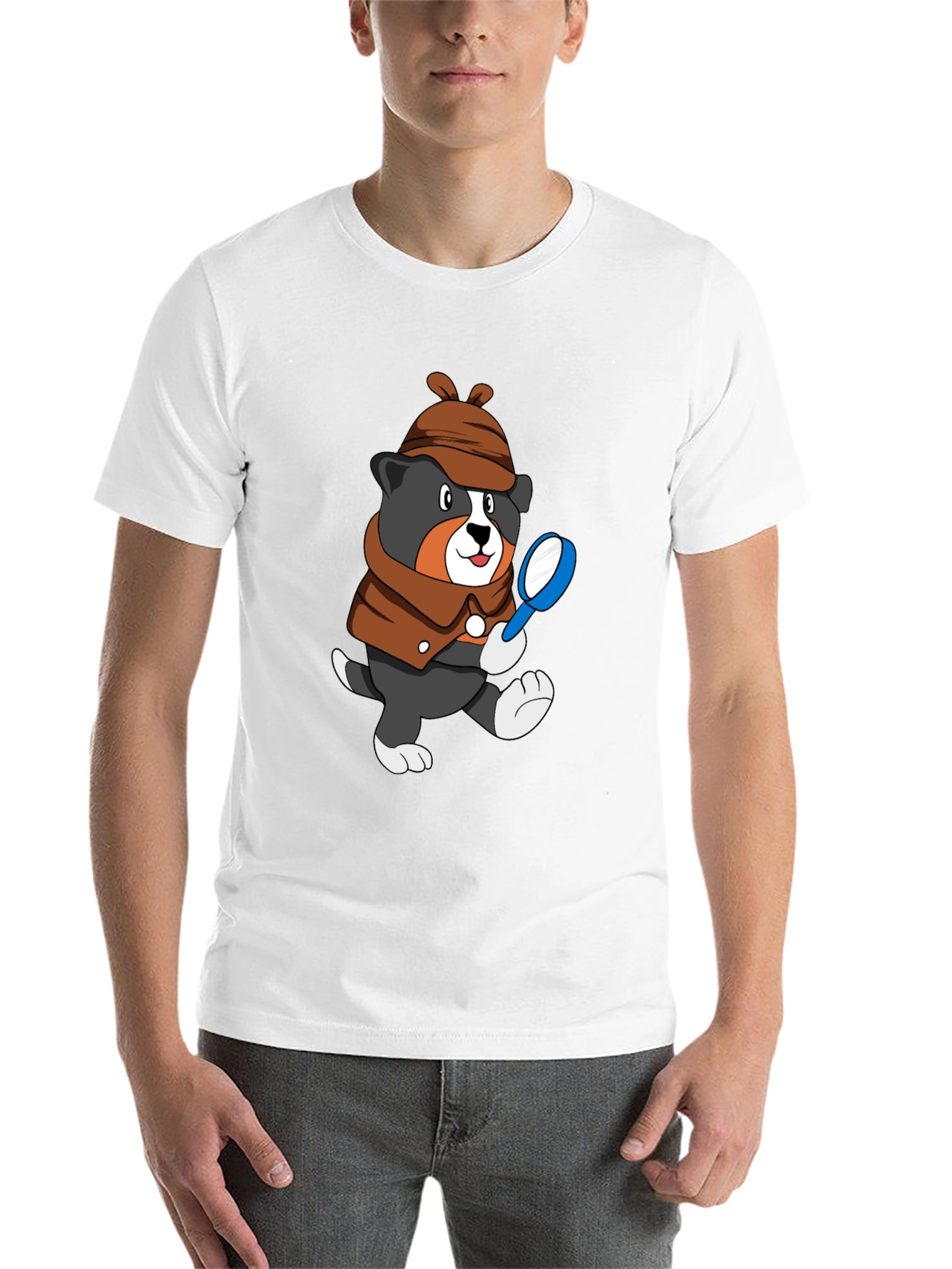 Black Detective Dog T-Shirt - Cartoon Puppy Sleuth Tee view 14
