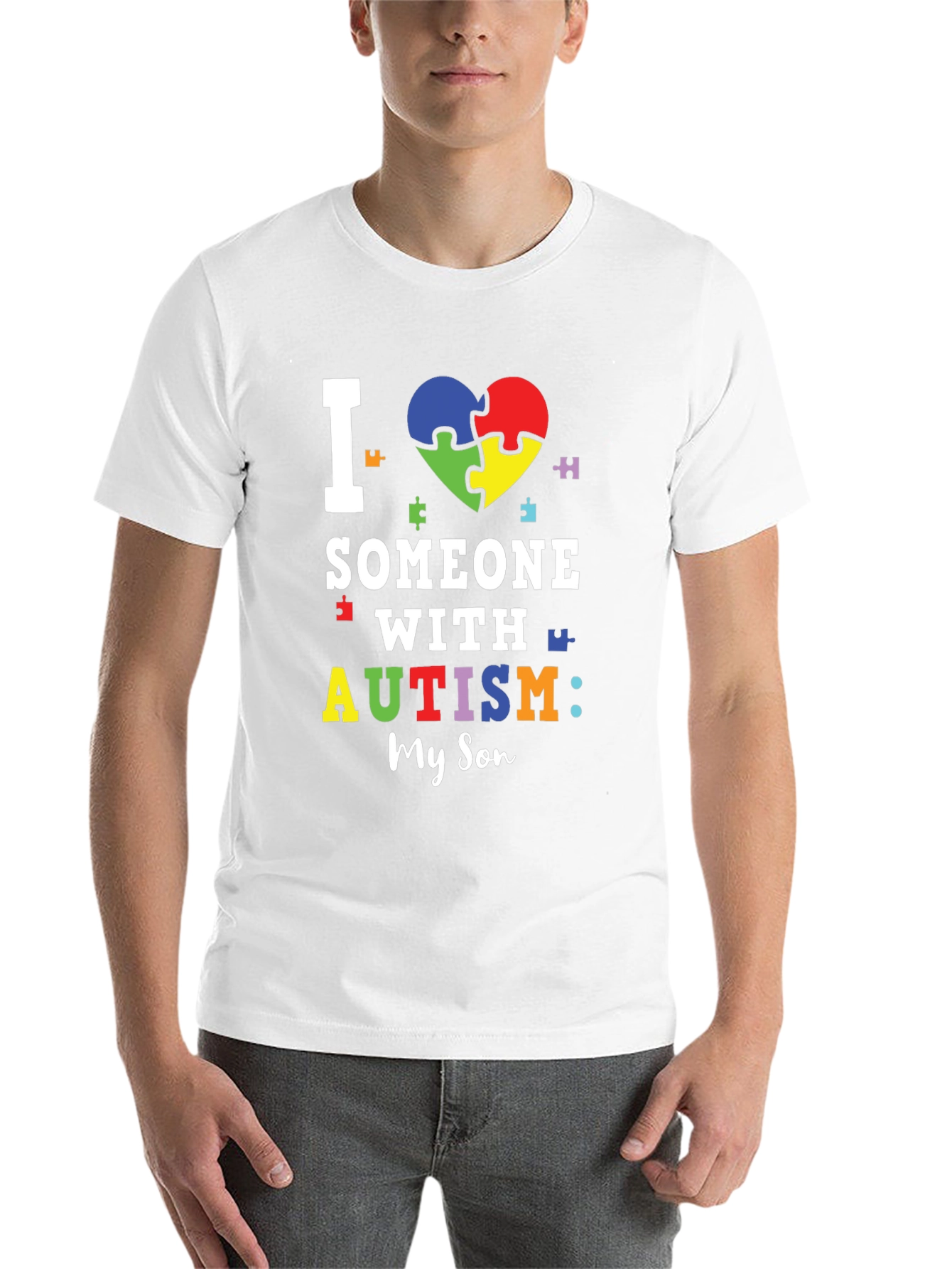 Black Autism Awareness T-Shirt - I Love Someone With Autism view 14