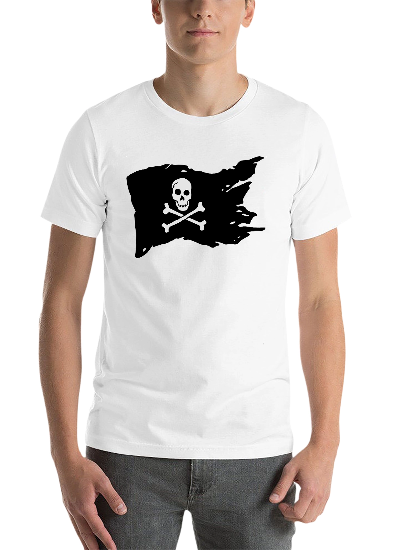 Black Pirate Flag Graphic T-Shirt - Skull & Crossbones view 14