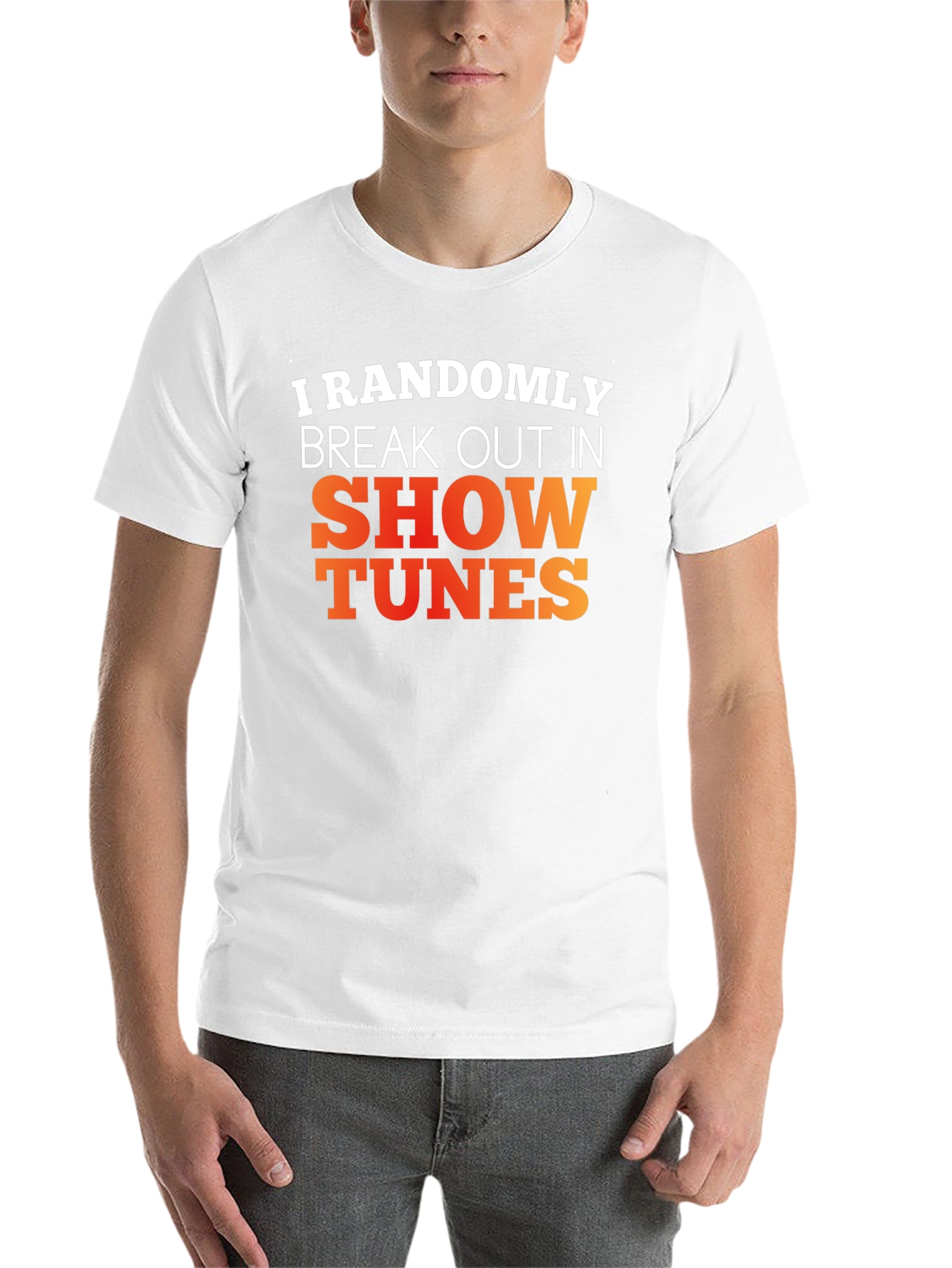 Black Randomly Break Out in Show Tunes Graphic Tee view 14