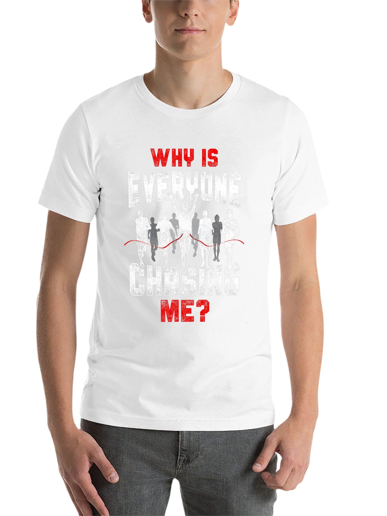 Black Funny Running T-Shirt - Why Is Everyone Chasing Me? view 14