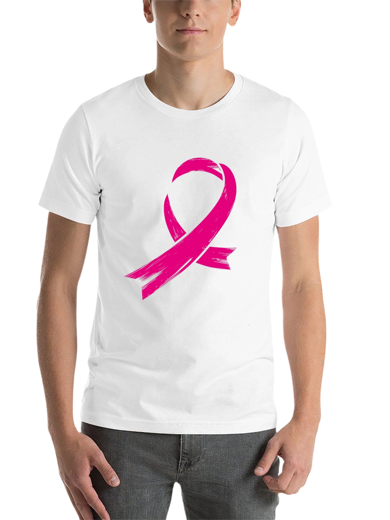 Black Pink Ribbon Graphic Tee - Breast Cancer Awareness view 14