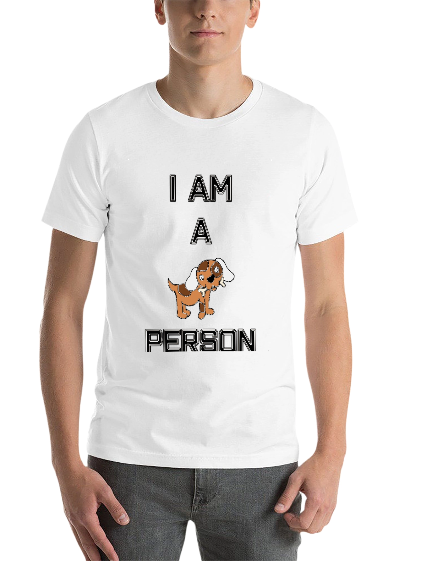 Black Funny "I Am A Person" Dog Graphic Black T-Shirt view 14