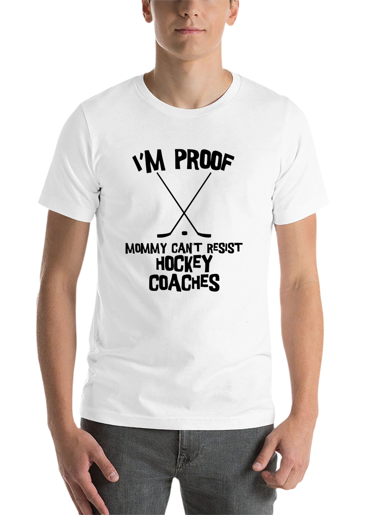 Black I'm Proof Mommy Can't Resist Hockey Coaches Black T-Shirt view 14