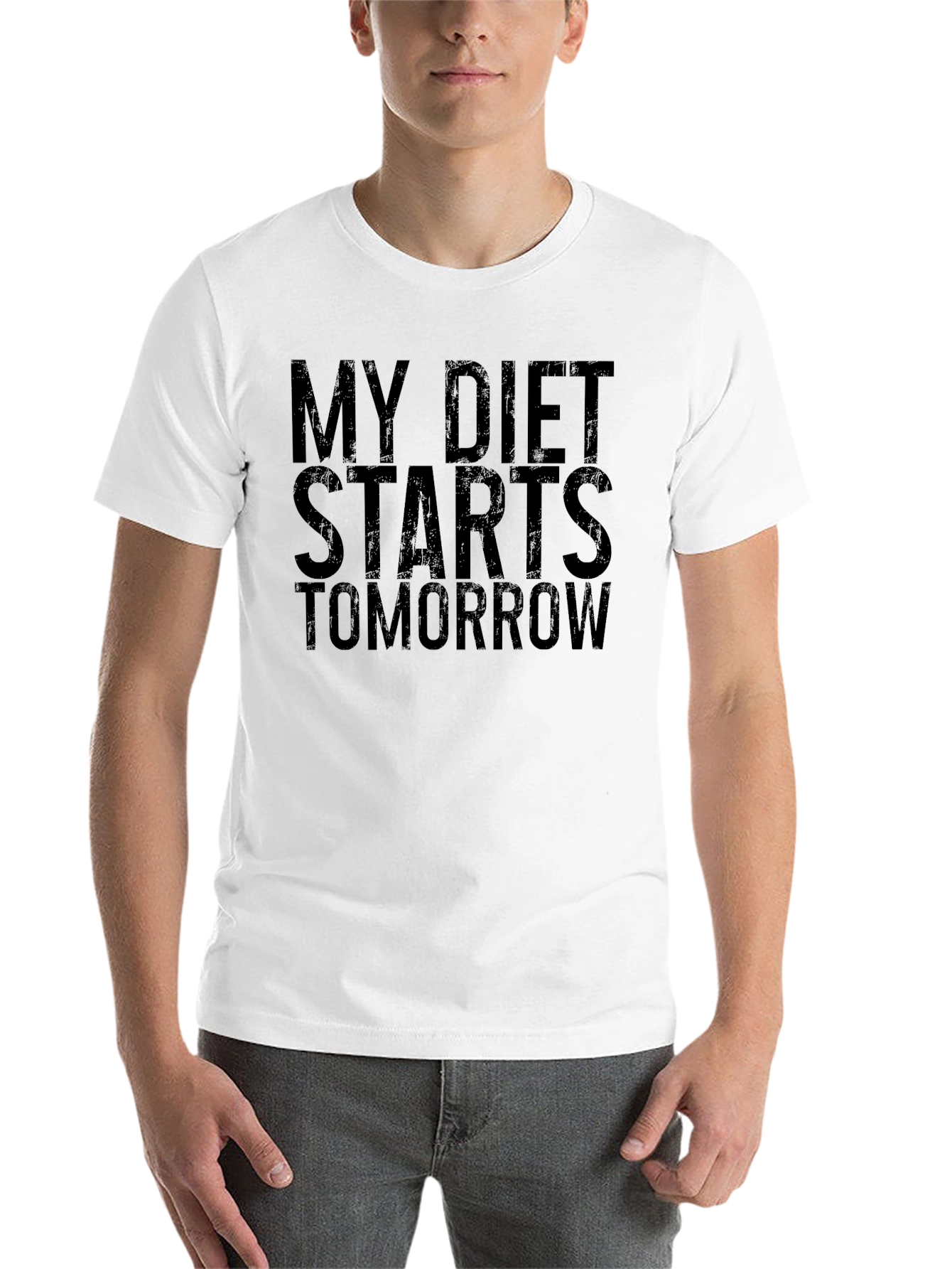 Black Funny Diet Starts Tomorrow Black T-Shirt view 14
