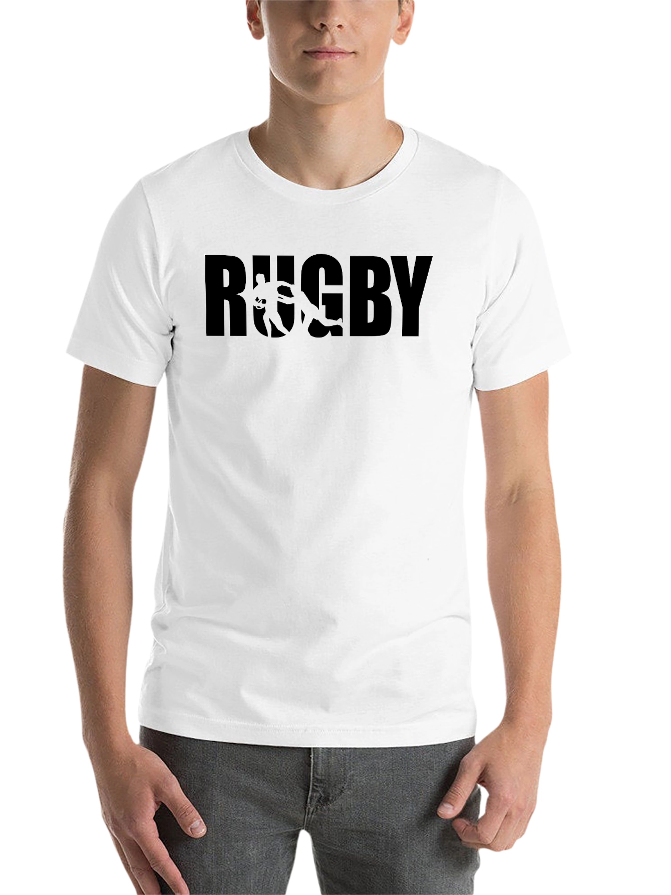 Black Rugby Graphic Tee - Black Cotton T-Shirt view 14