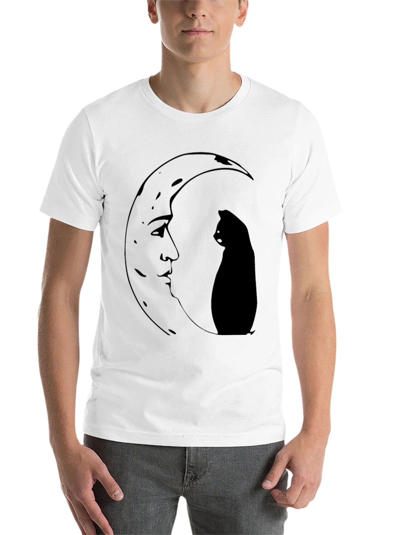 Black Moon Cat Graphic Tee - Black view 14