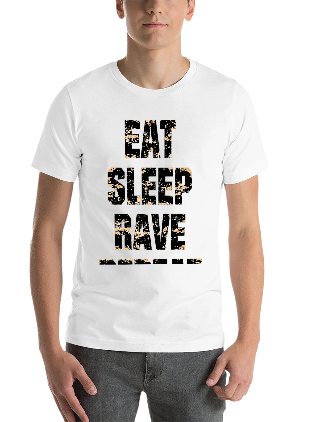 Black Eat Sleep Rave Repeat Men's Black Graphic T-Shirt view 14