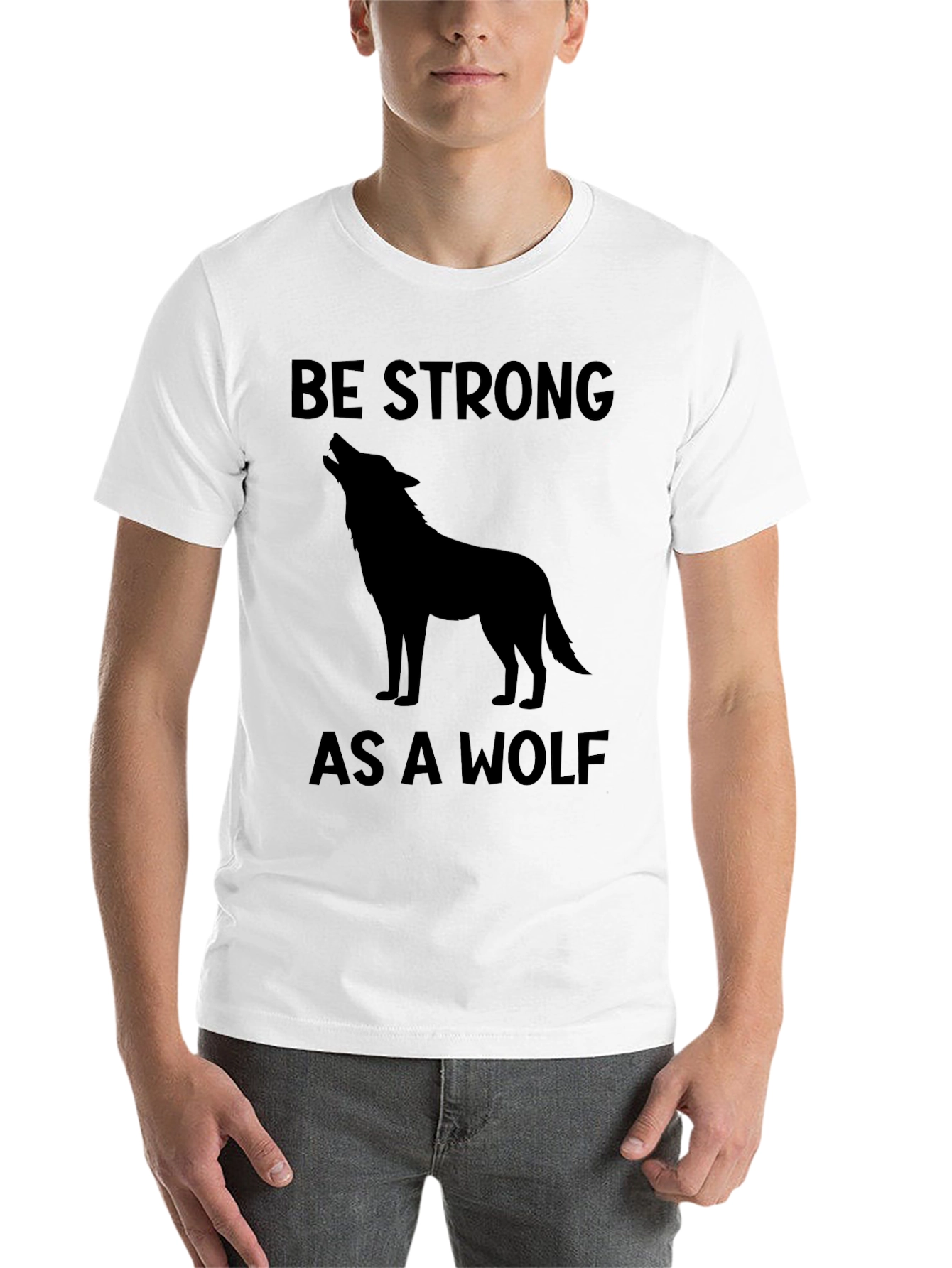 Black Be Strong As A Wolf Graphic Tee - Black view 14