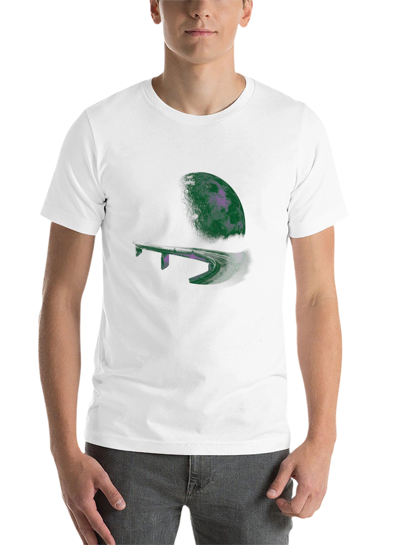 Abstract Moon Bridge Graphic T-Shirt - 14