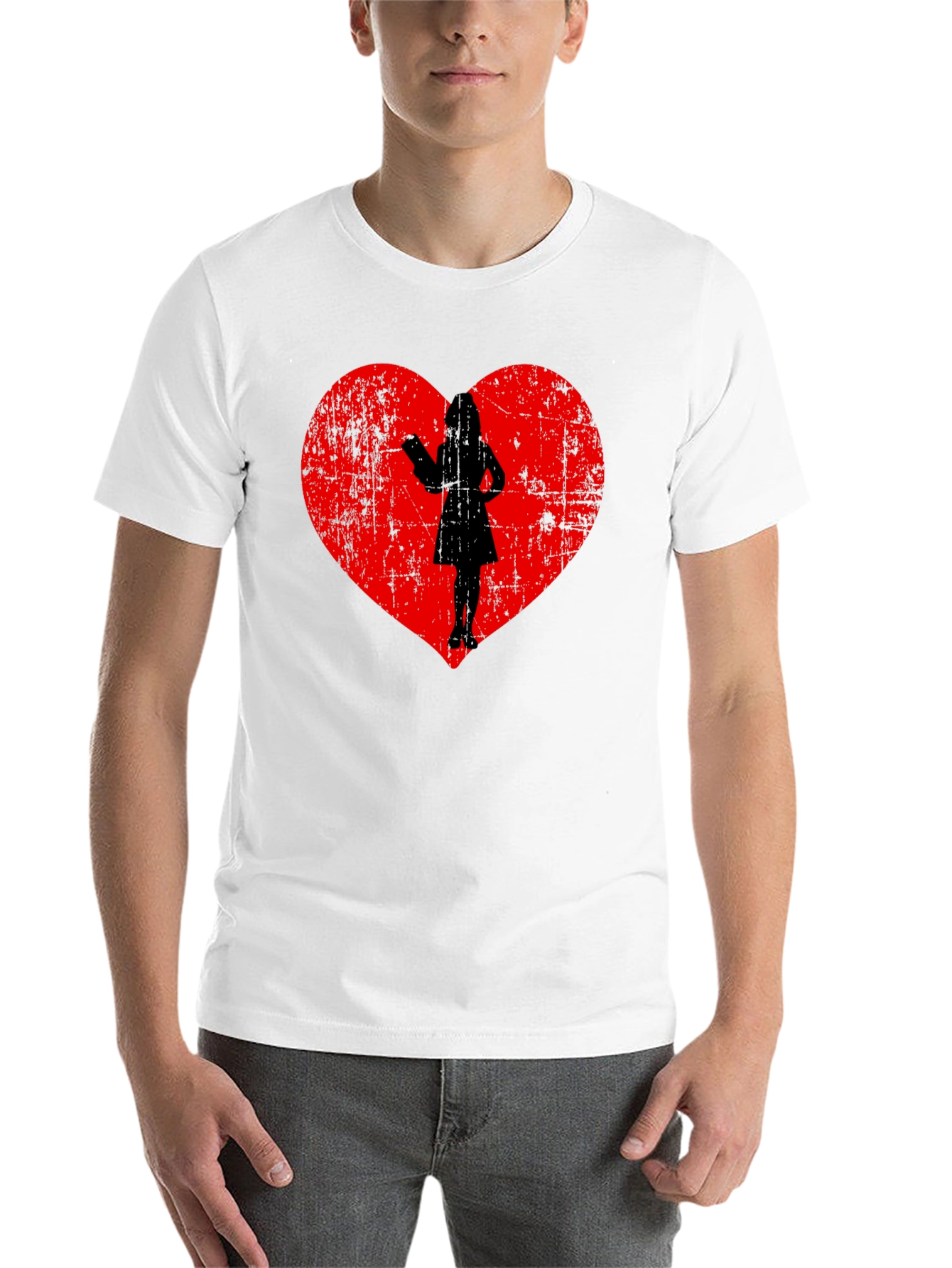 Black Heart Silhouette Graphic Tee - Black Cotton Blend view 14
