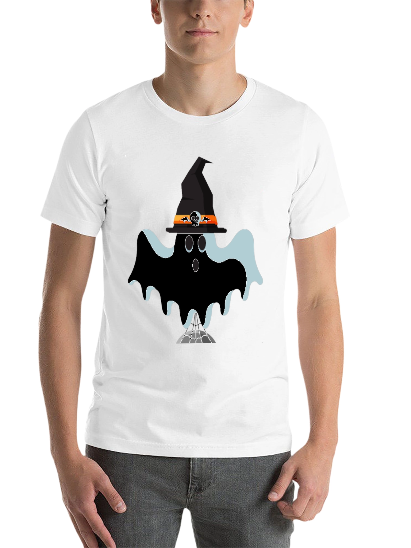 Black Halloween Ghost Tee: Spooky Season Style view 14