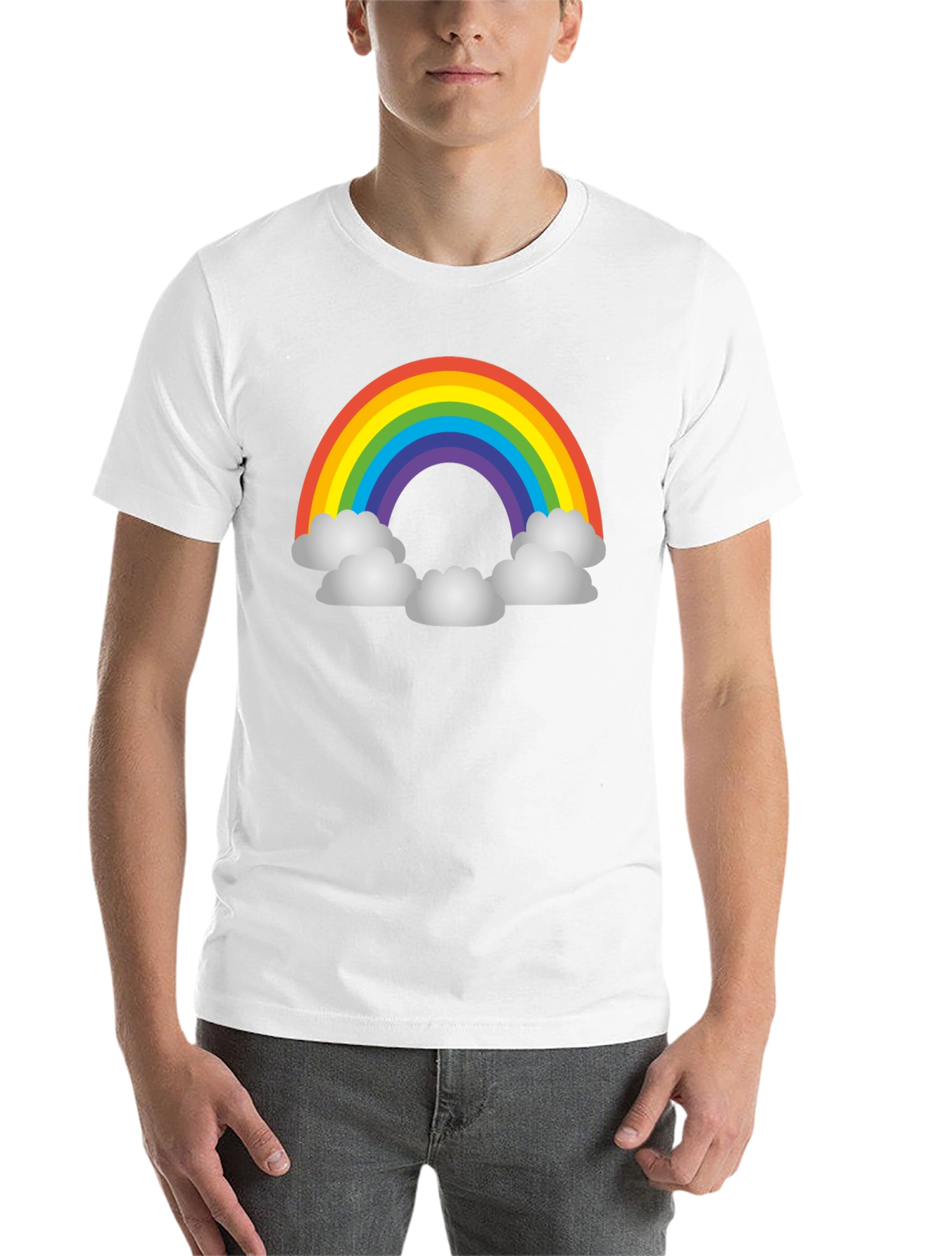 Black Rainbow Cloud Graphic T-Shirt - Unisex Black Tee view 14
