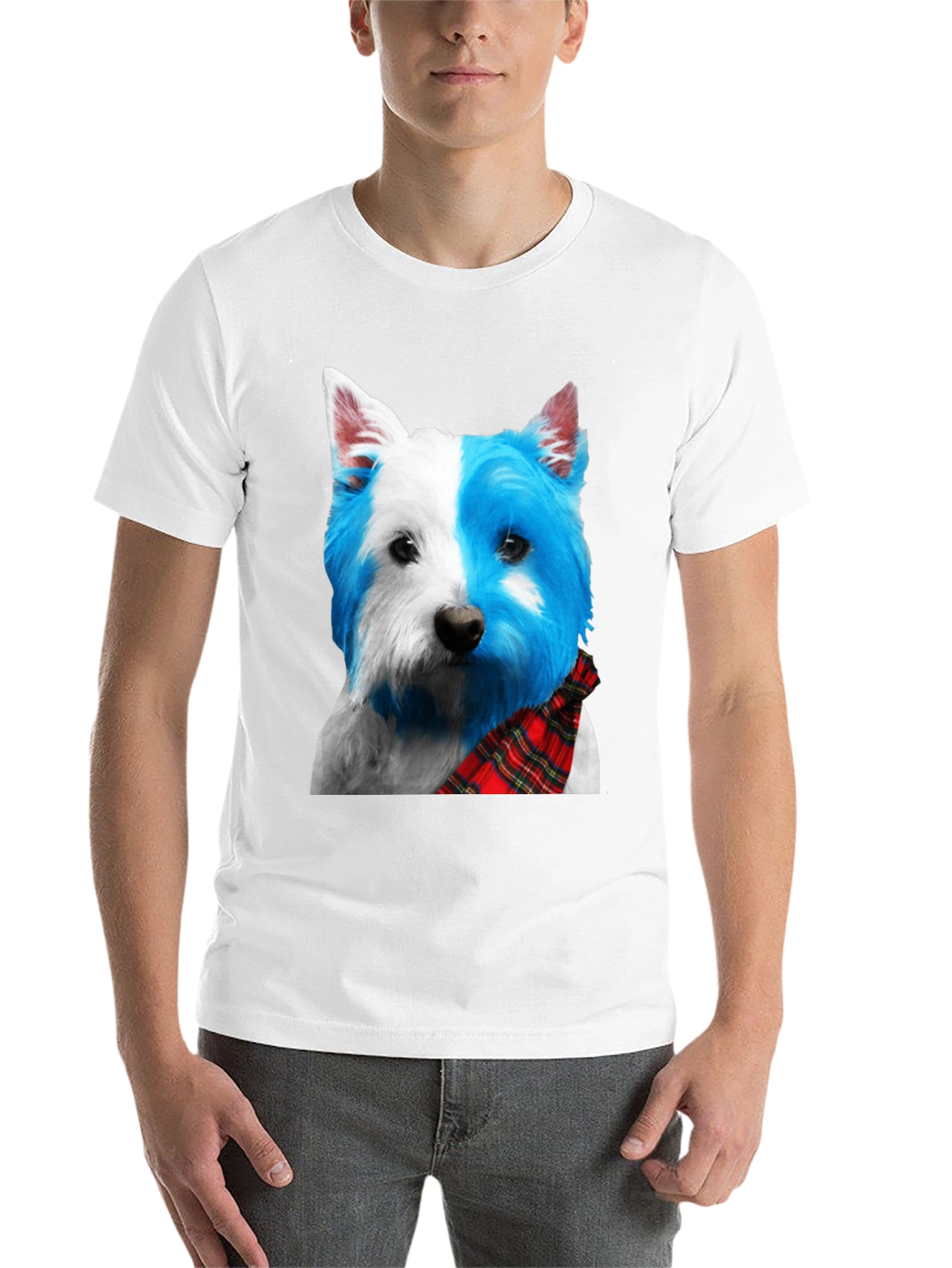 Black Dog Breed Plaid Scarf Tee view 14