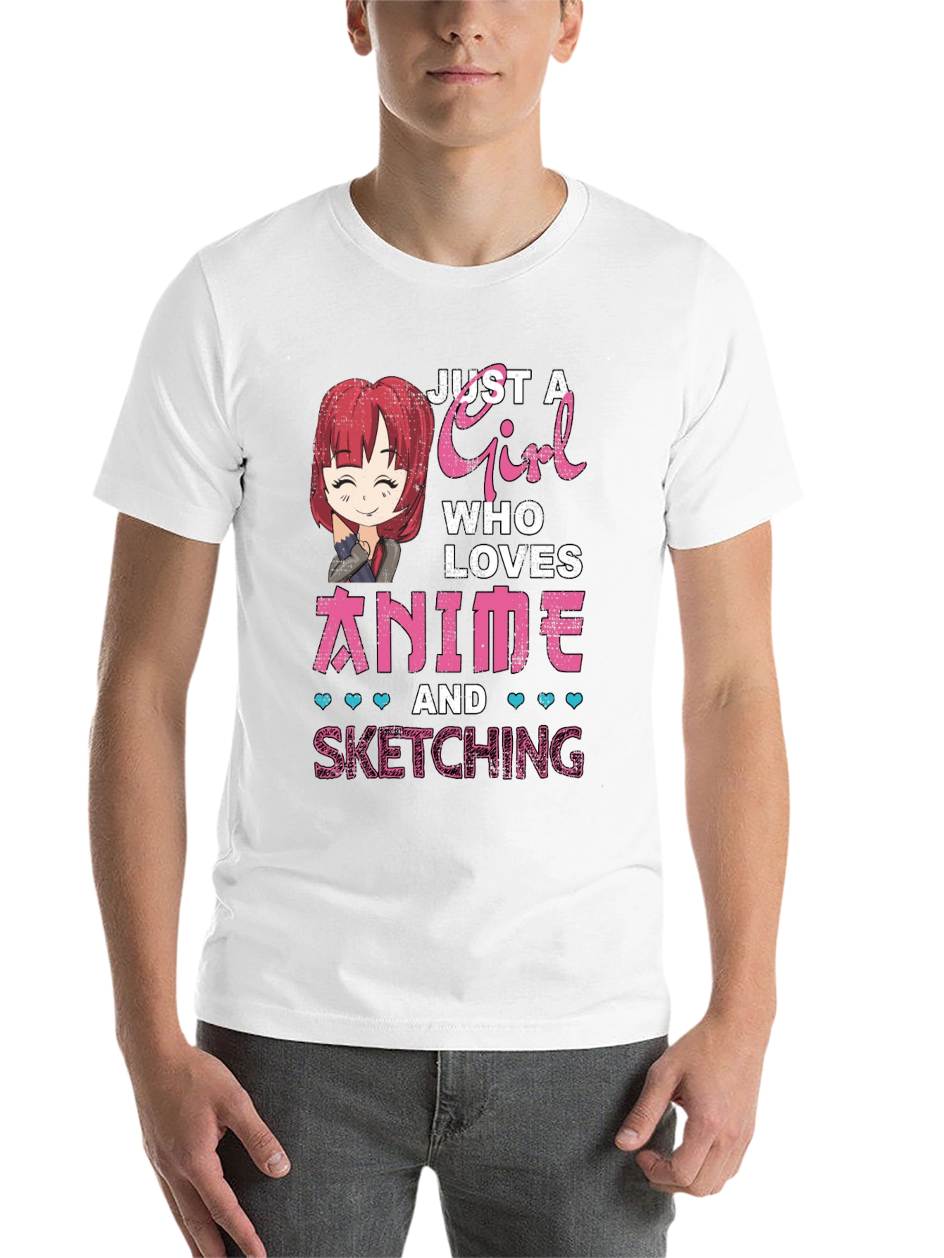 Black Anime Girl Sketching T-Shirt - Cute Manga Lover Tee view 14