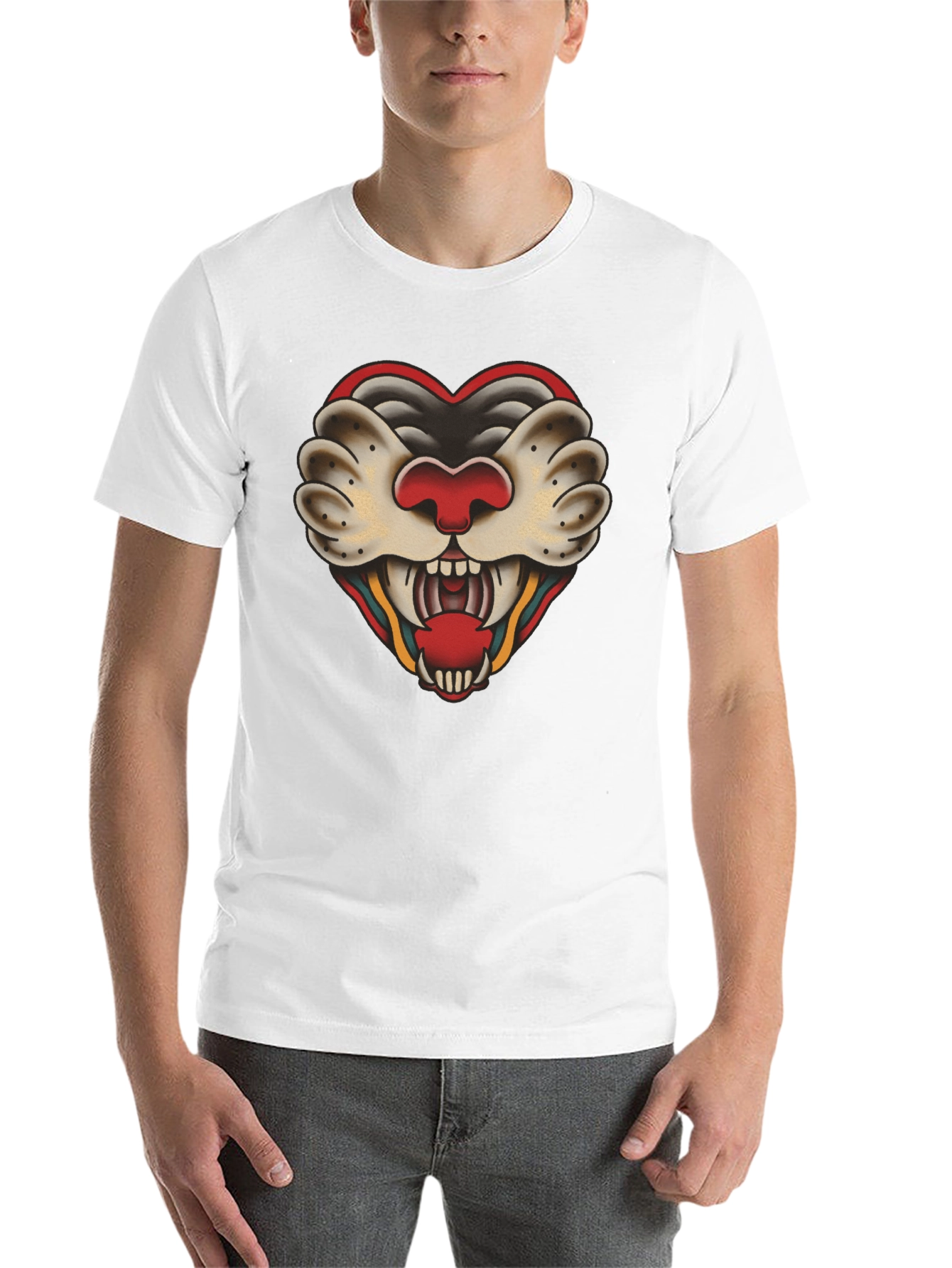 Black Heart Tattoo Graphic Tee - Bold Black Cotton view 14