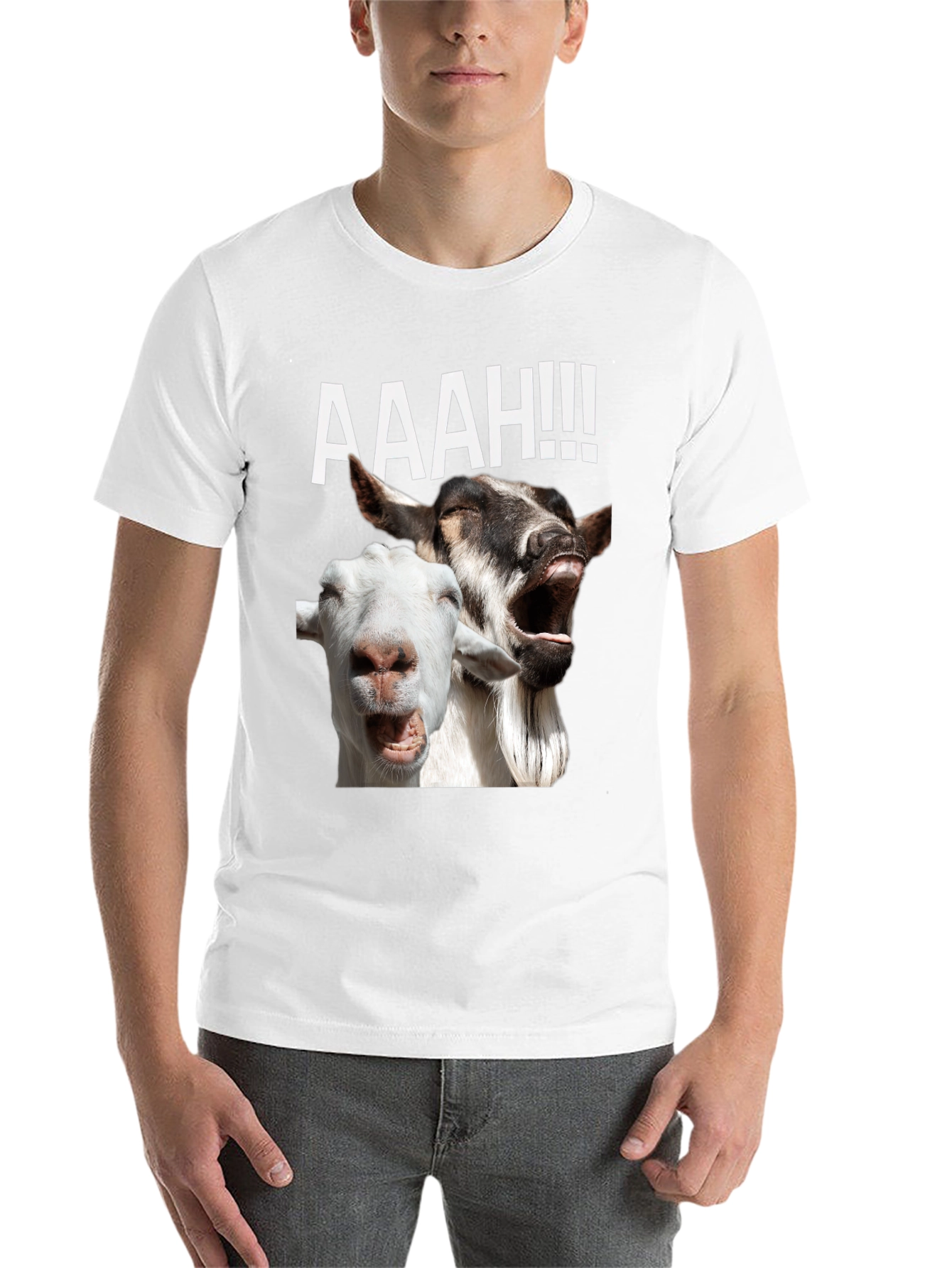 Black Screaming Goats Graphic Tee - Hilarious Novelty T-Shirt view 14