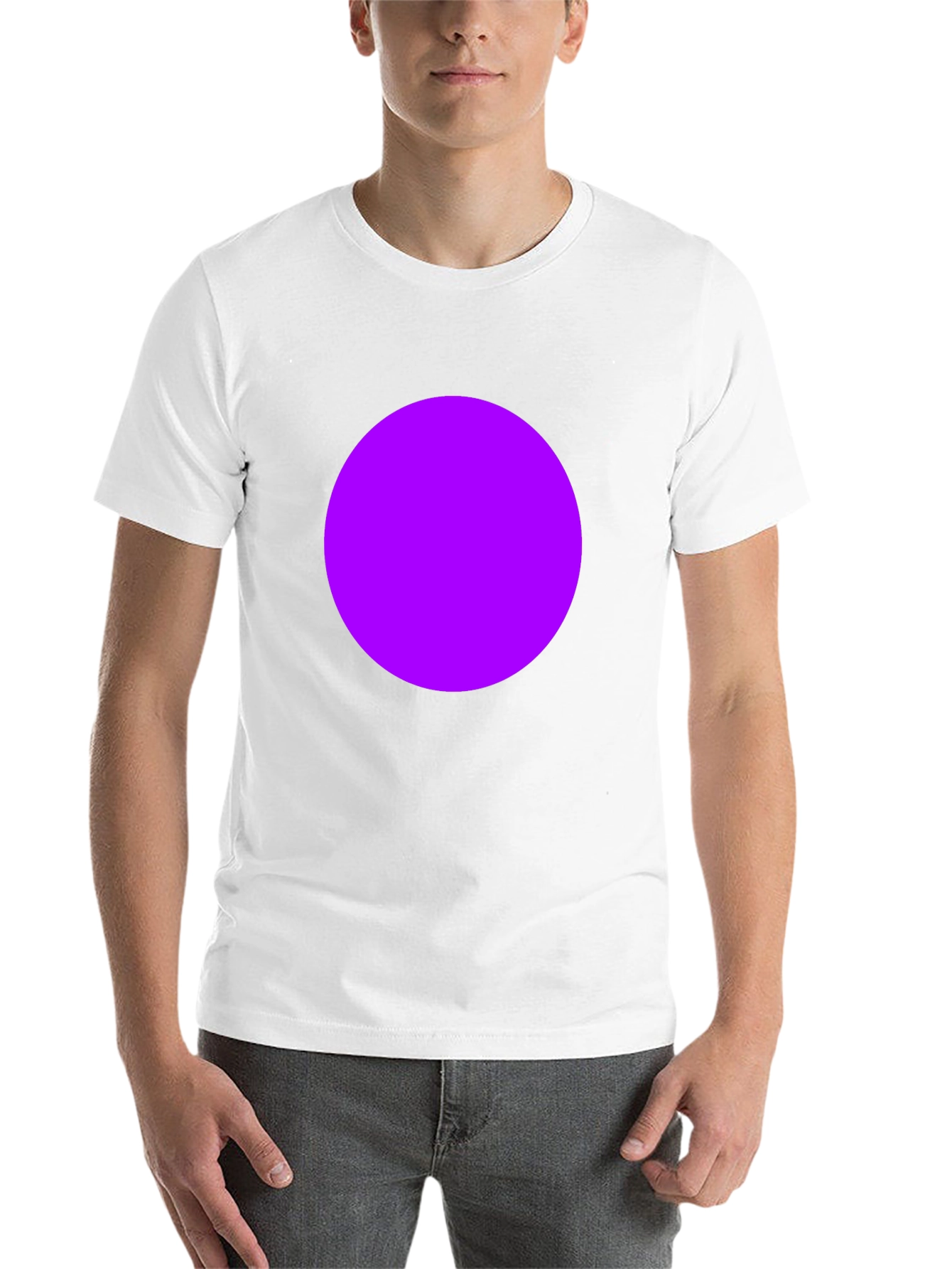 Black Men's Black T-Shirt with Bold Purple Circle Design view 14