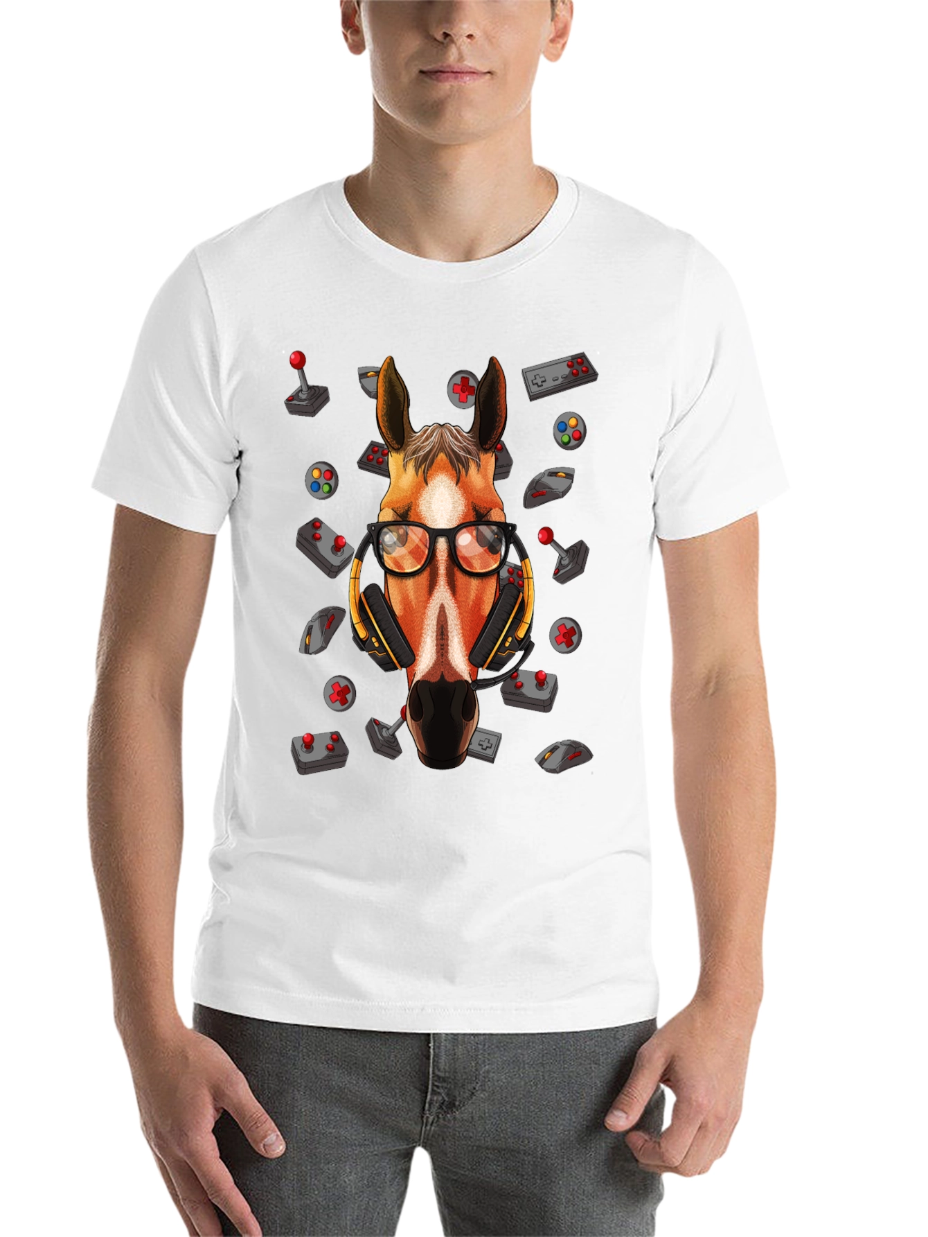 Black Gamer Horse Graphic Tee - Funny Animal Lover T-Shirt view 14