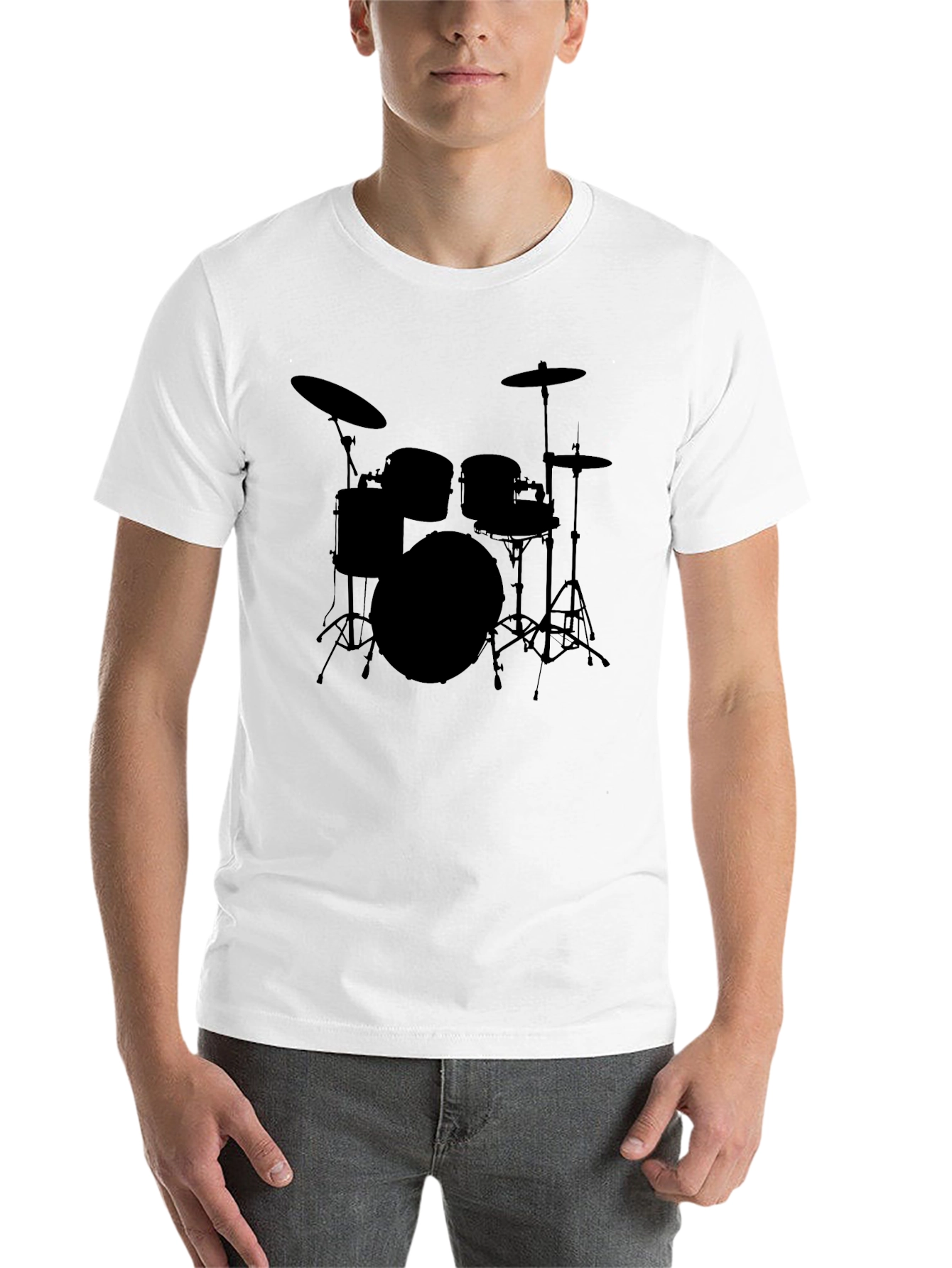 Black Drum Set Graphic Tee - Black Cotton T-Shirt view 14