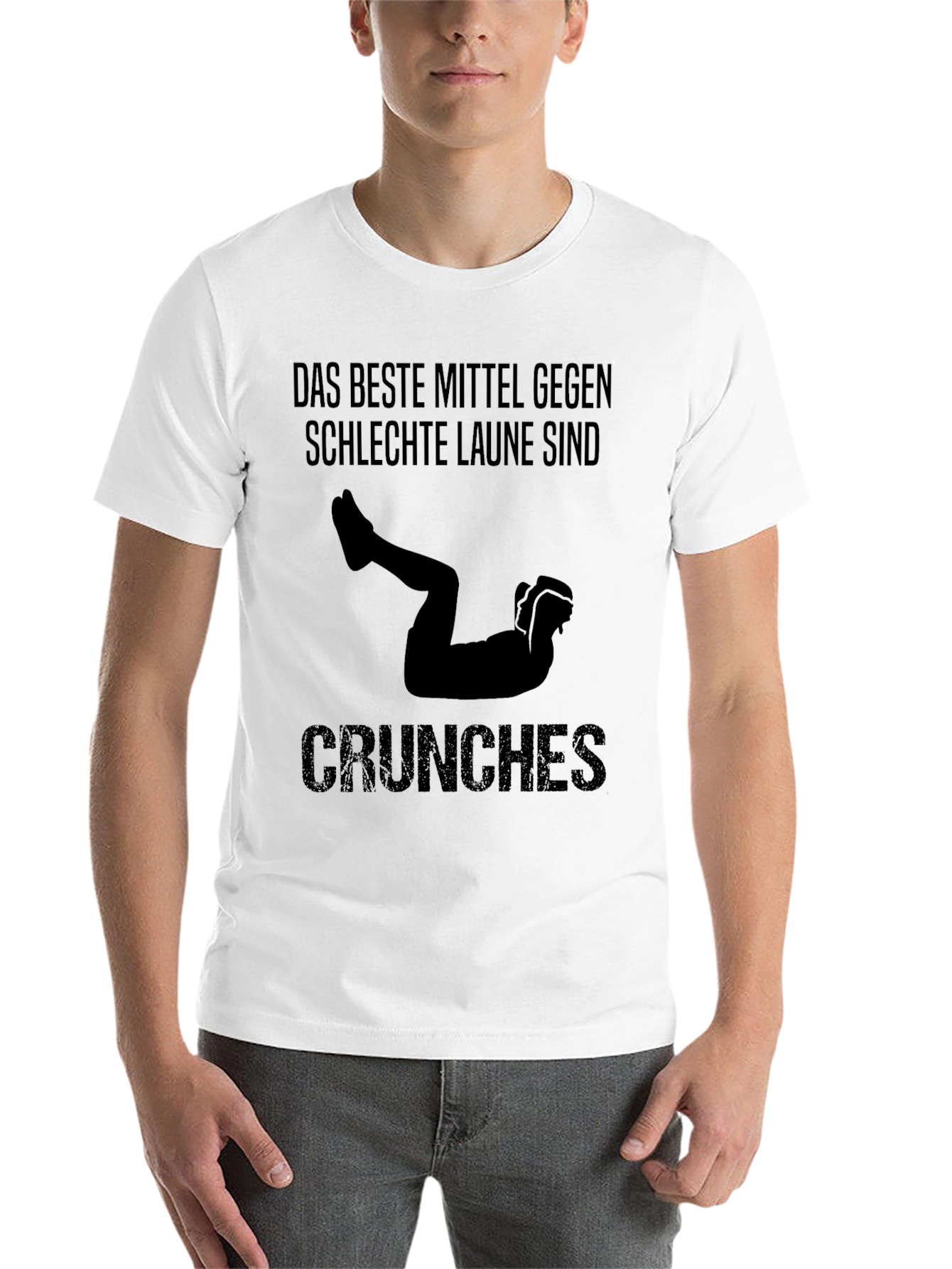 Black Funny Fitness Crunches Graphic Tee - Best Mood Booster Shirt view 14