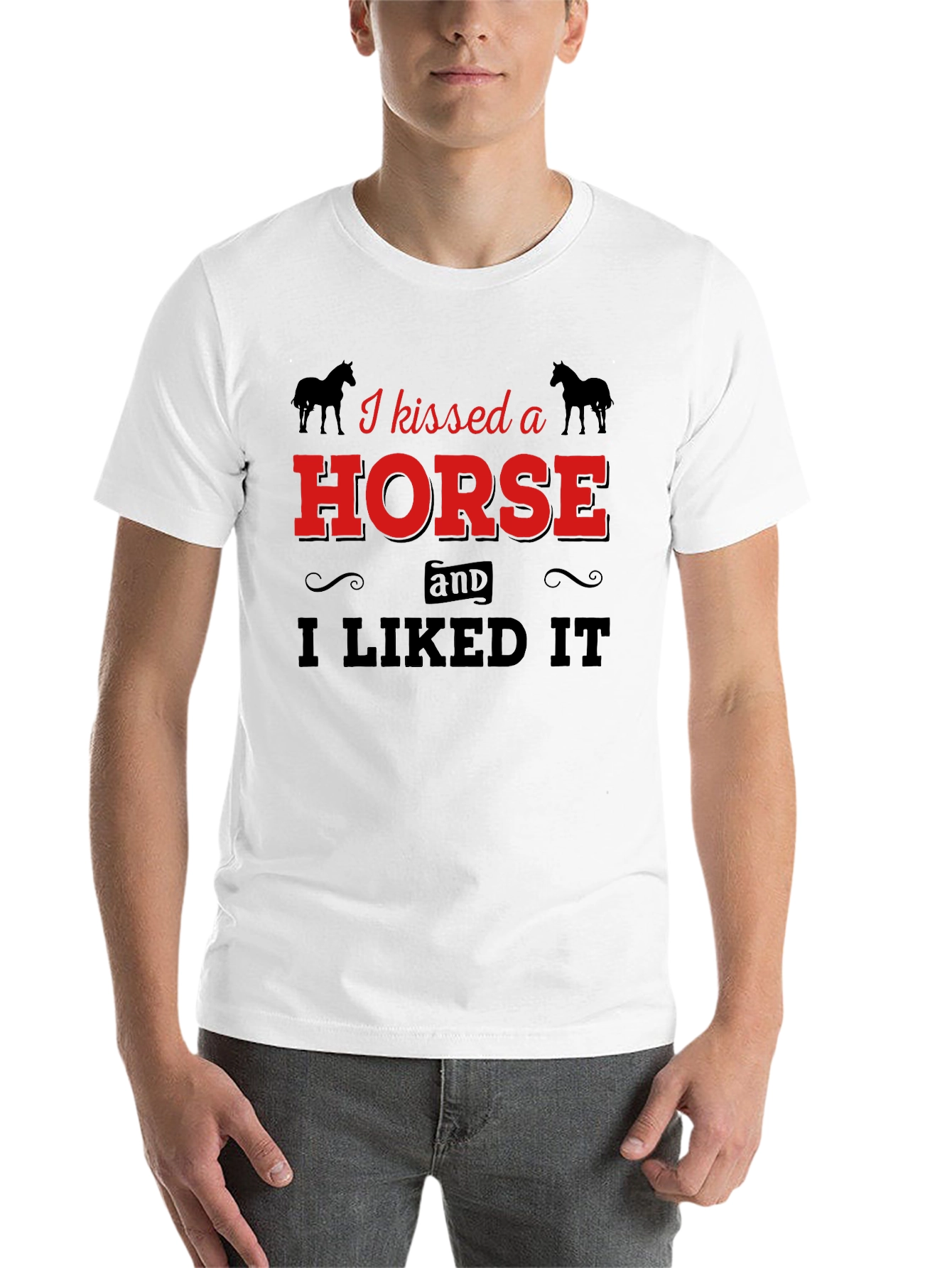 Black I Kissed a Horse T-Shirt - Unisex Graphic Tee view 14