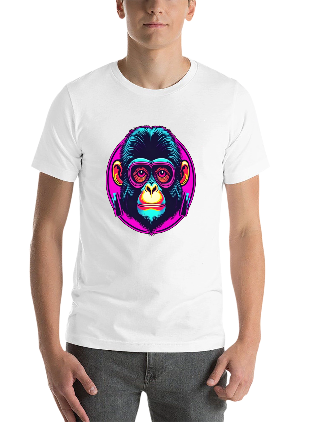 Black Funky Monkey Graphic T-Shirt - Neon Ape Design view 14