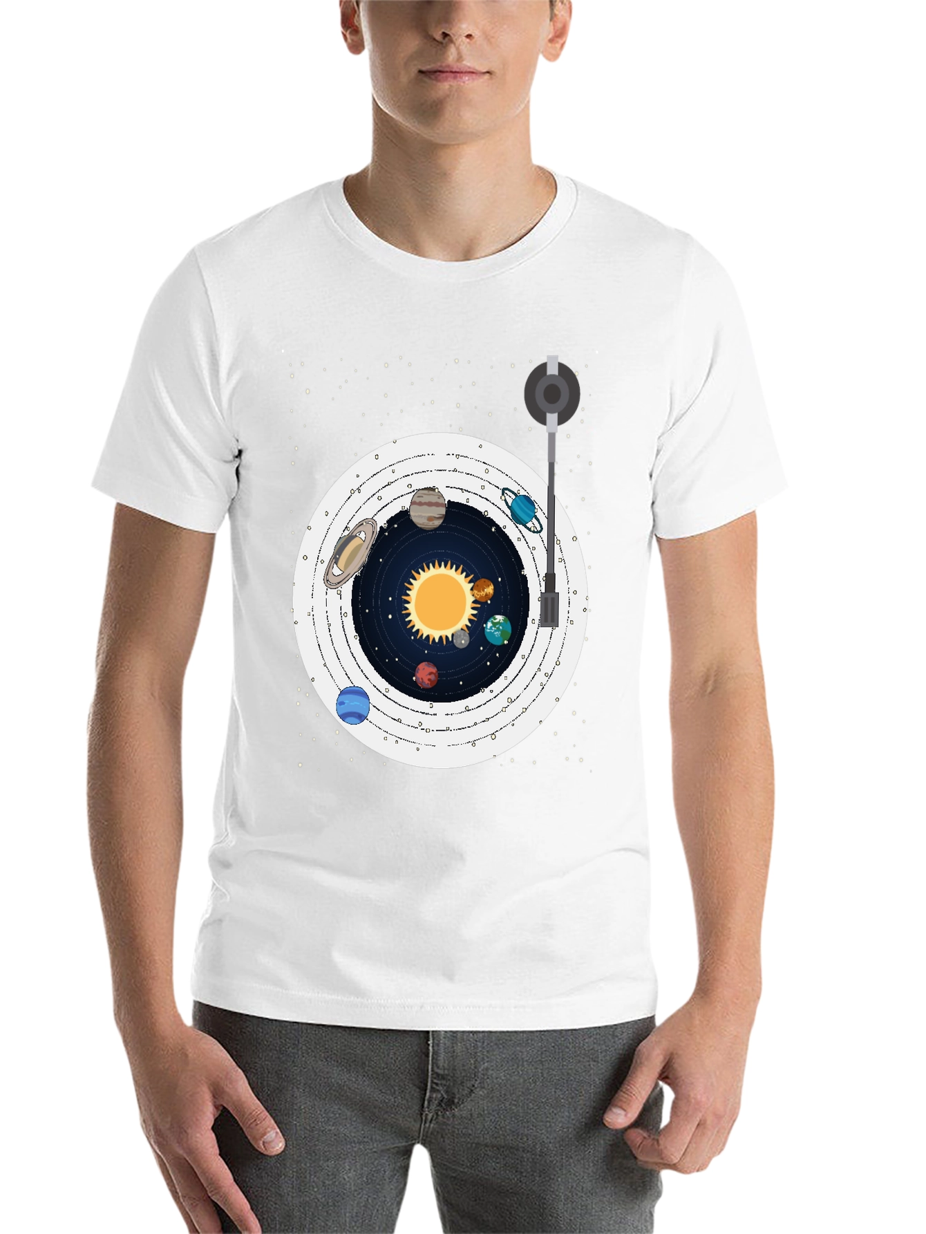 Black Planetary Turntable T-Shirt view 14