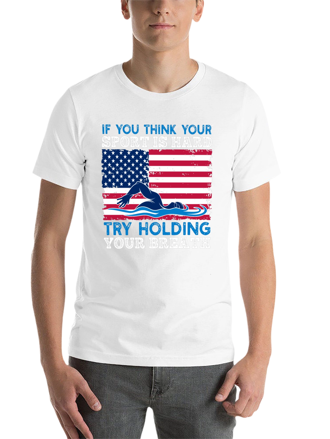 Black Swimming American Flag T-Shirt - Try Holding Your Breath view 14