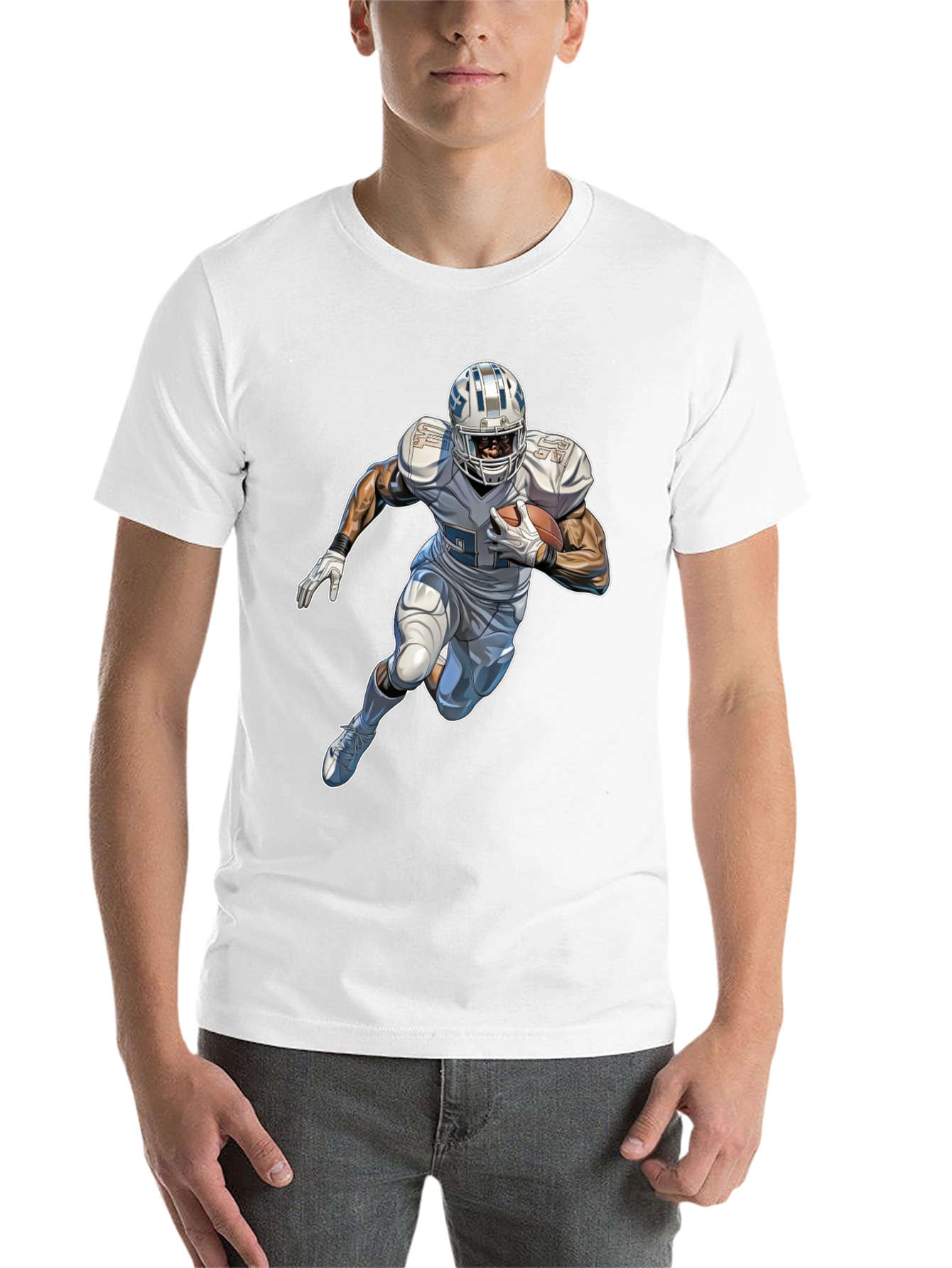 Black Football Player Graphic Black T-Shirt view 14