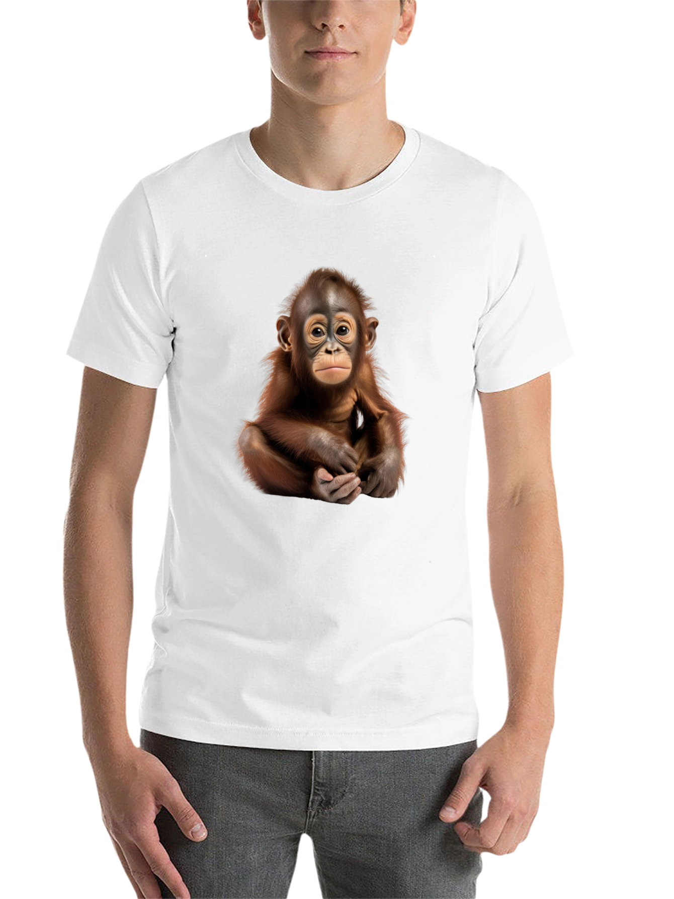 Black Orangutan Graphic Tee - Black Crew Neck T-Shirt view 14