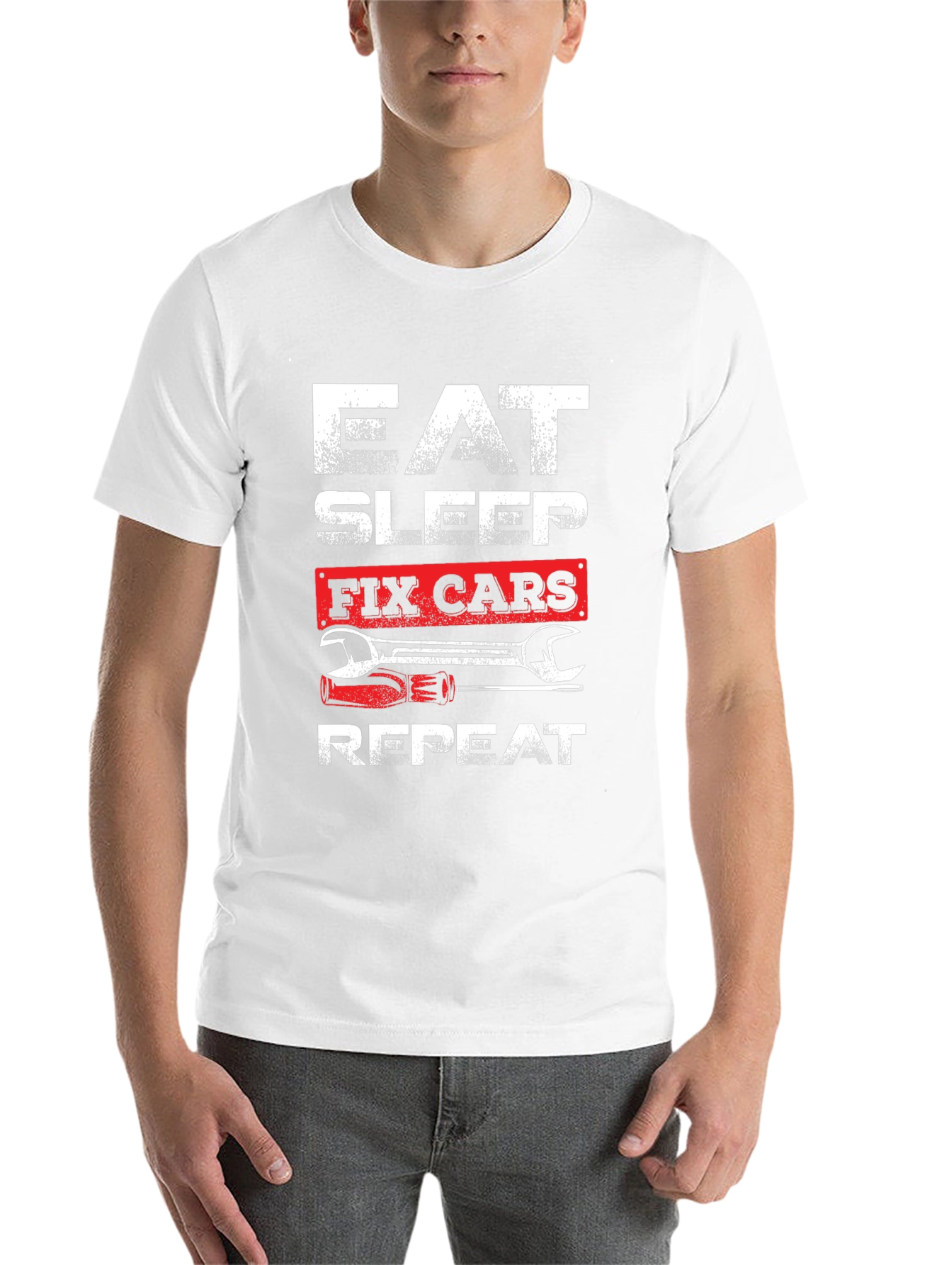 Eat Sleep Fix Cars Repeat Graphic T-Shirt - 14